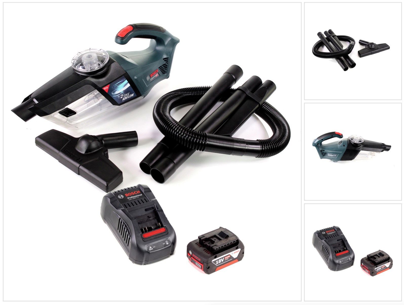 Bosch Professional Akku-Handstaubsauger GAS 18V-1 Akku Staubsauger 18V + 1x Akku 5,0Ah + Ladegerät