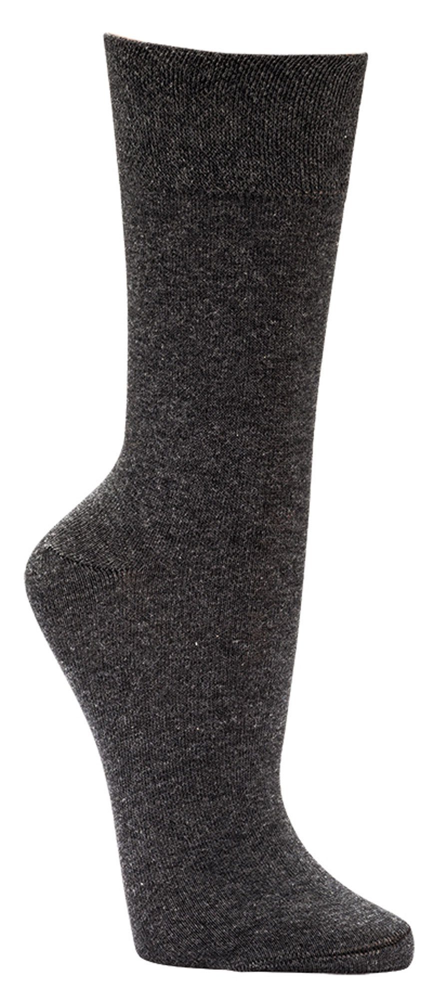 Socks 4 Fun Langsocken 2162 6-Paar, Komfortbund (Packung, anthrazit Herren ohne Wellness-Socken 6 Gummidruck Damen Socken Paar)