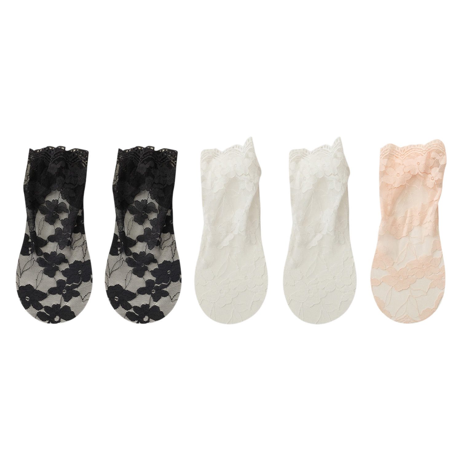 Refttenw Feinsocken Spitzen Söckchen Damen 5 Paar Transparente Socken Knöchelsocken Atmungsaktiv & Leichte