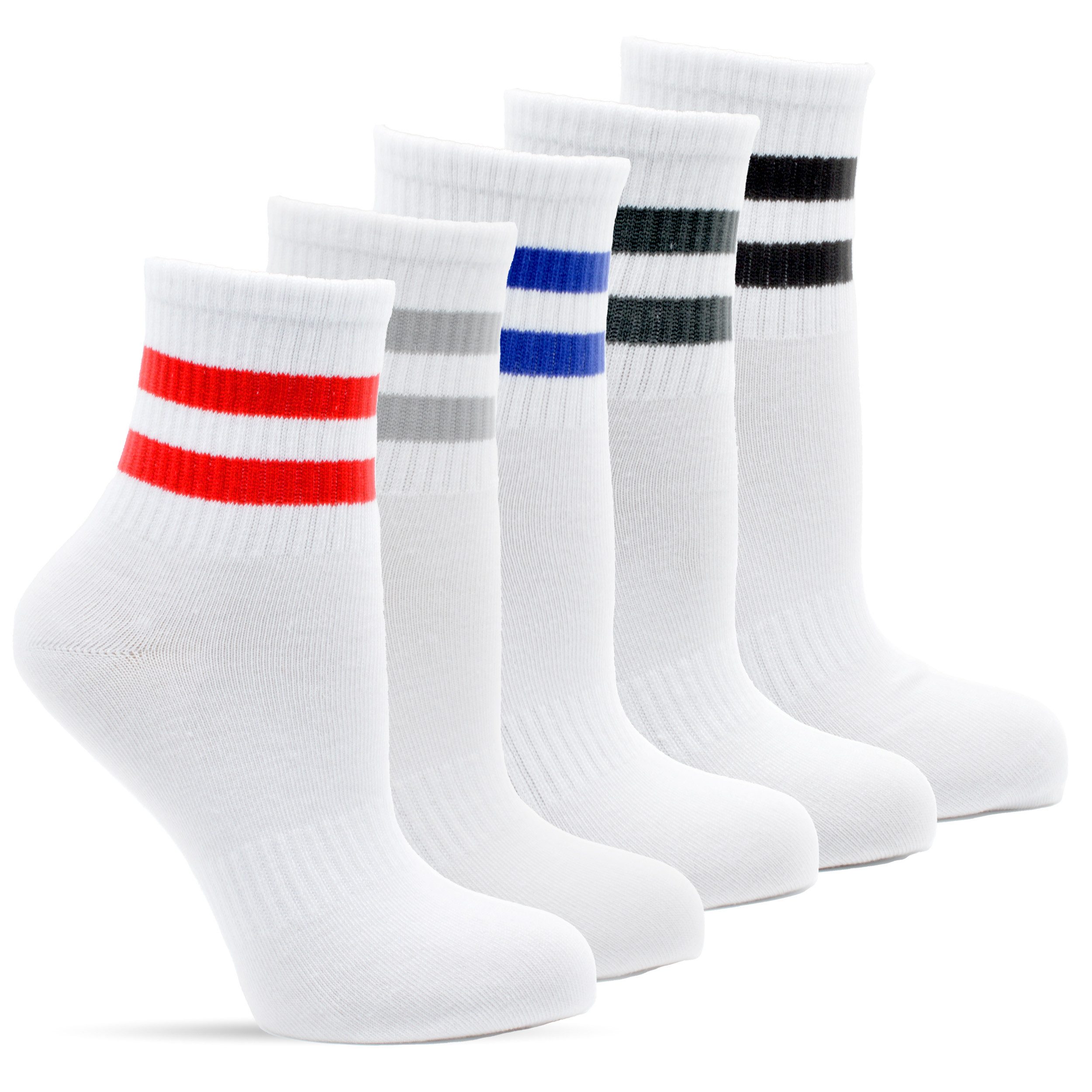 Socked Kurzsocken Quartersocken Herren, Damen (10-Paar) Schwarz / Weiß / Grau, verschiedene Muster