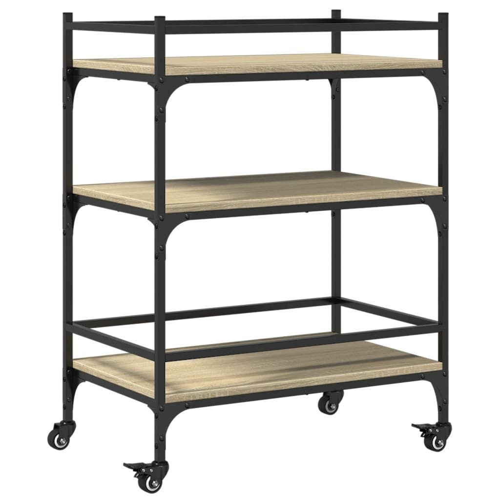 vidaXL Küchenwagen NA Küchenwagen Rollwagen Ablage Sonoma Eiche 65x40x86,5 cm Spanplatte