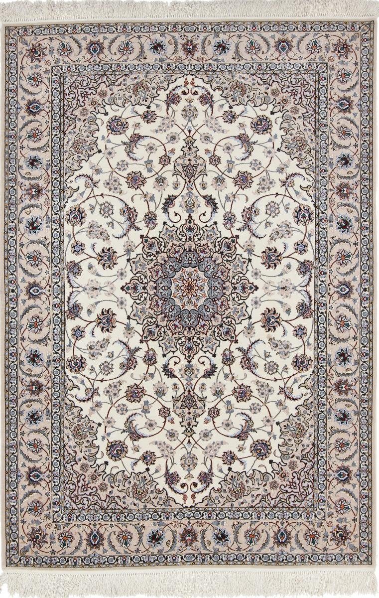 Orientteppich Isfahan Seidenkette 148x225 Handgeknüpfter Orientteppich, Nain Trading, rechteckig, Höhe: 6 mm