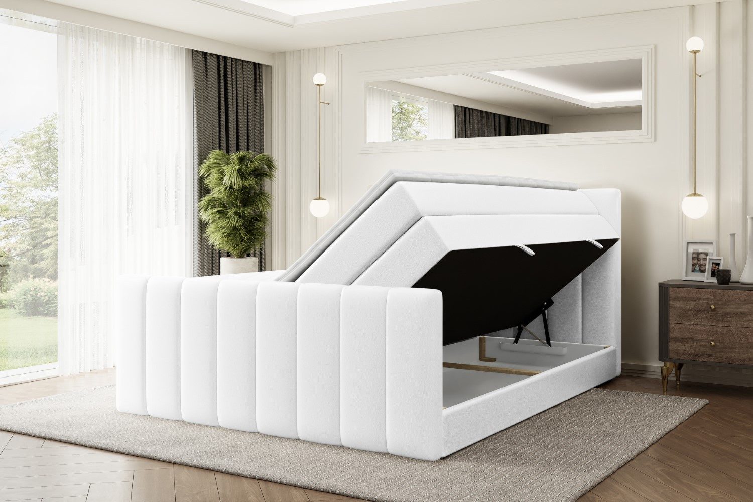 ALTDECOR Boxspringbett OTTA-Z KING (Multipocket-Matratze H4, H3 Matratze Bonellfederung, Topper, Kopfteil), Doppelbett mit Fußteil