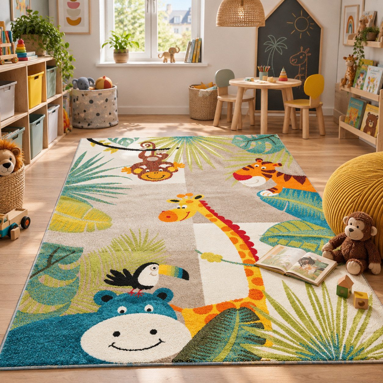 Pergamon Kinderteppich Kinder Teppich Softstar Kids Tierwelt, Rechteckig, Höhe: 11 mm