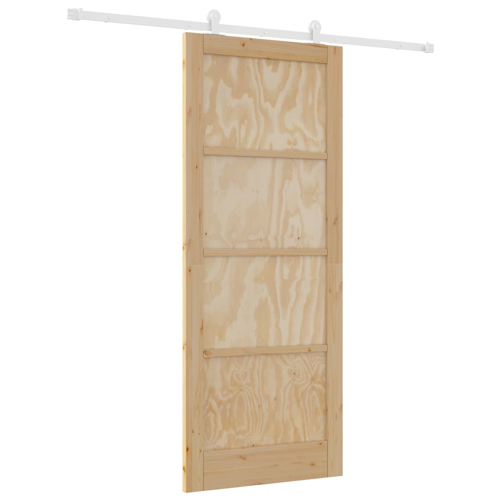 vidaXL Haustür Schiebetür Natürlich und Weiß 86 x 211 cm Massives Kiefernholz (1-St)