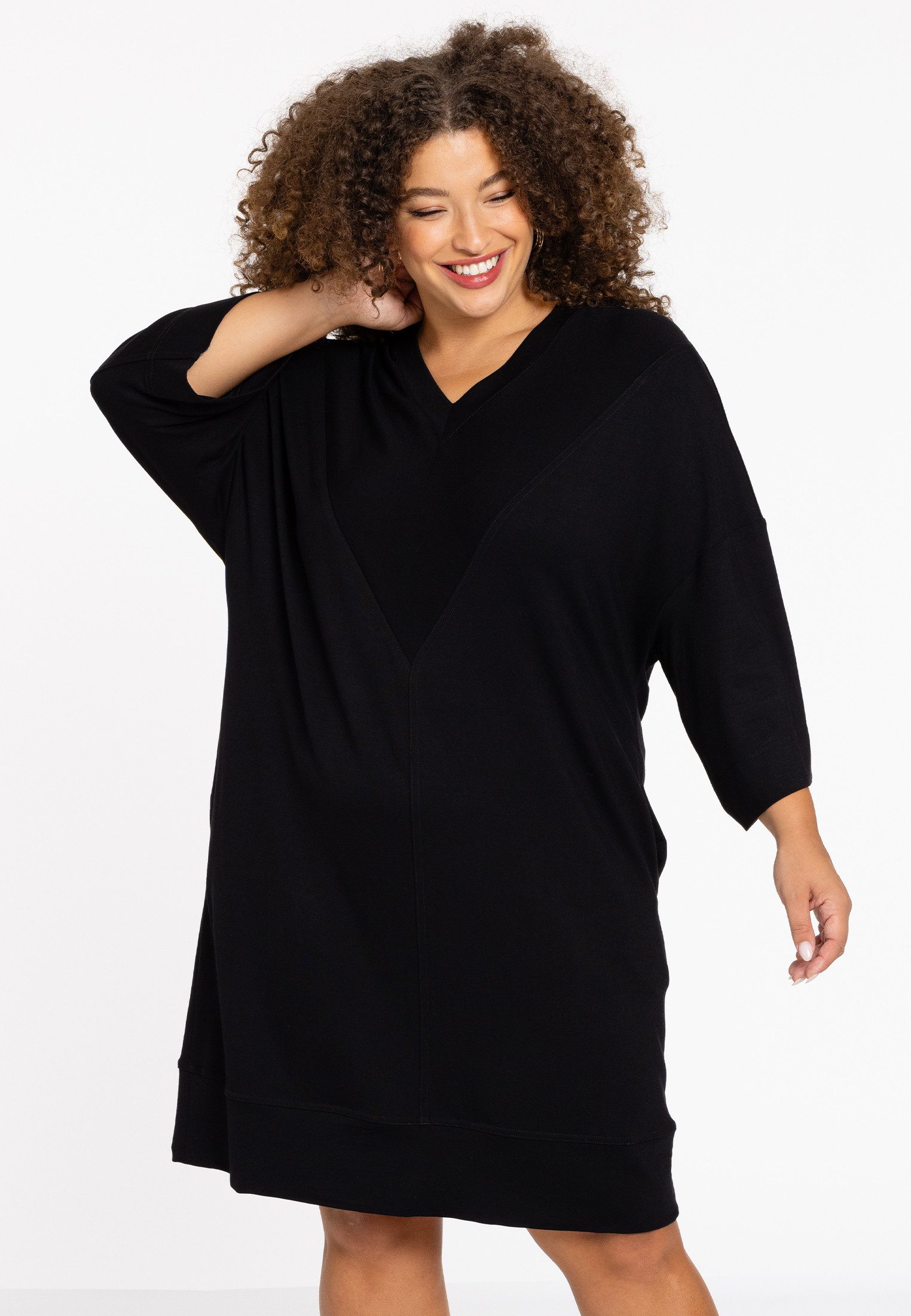 YOEK A-Linien-Kleid Damen Kleid mit V-Ausschnitt günstig online kaufen