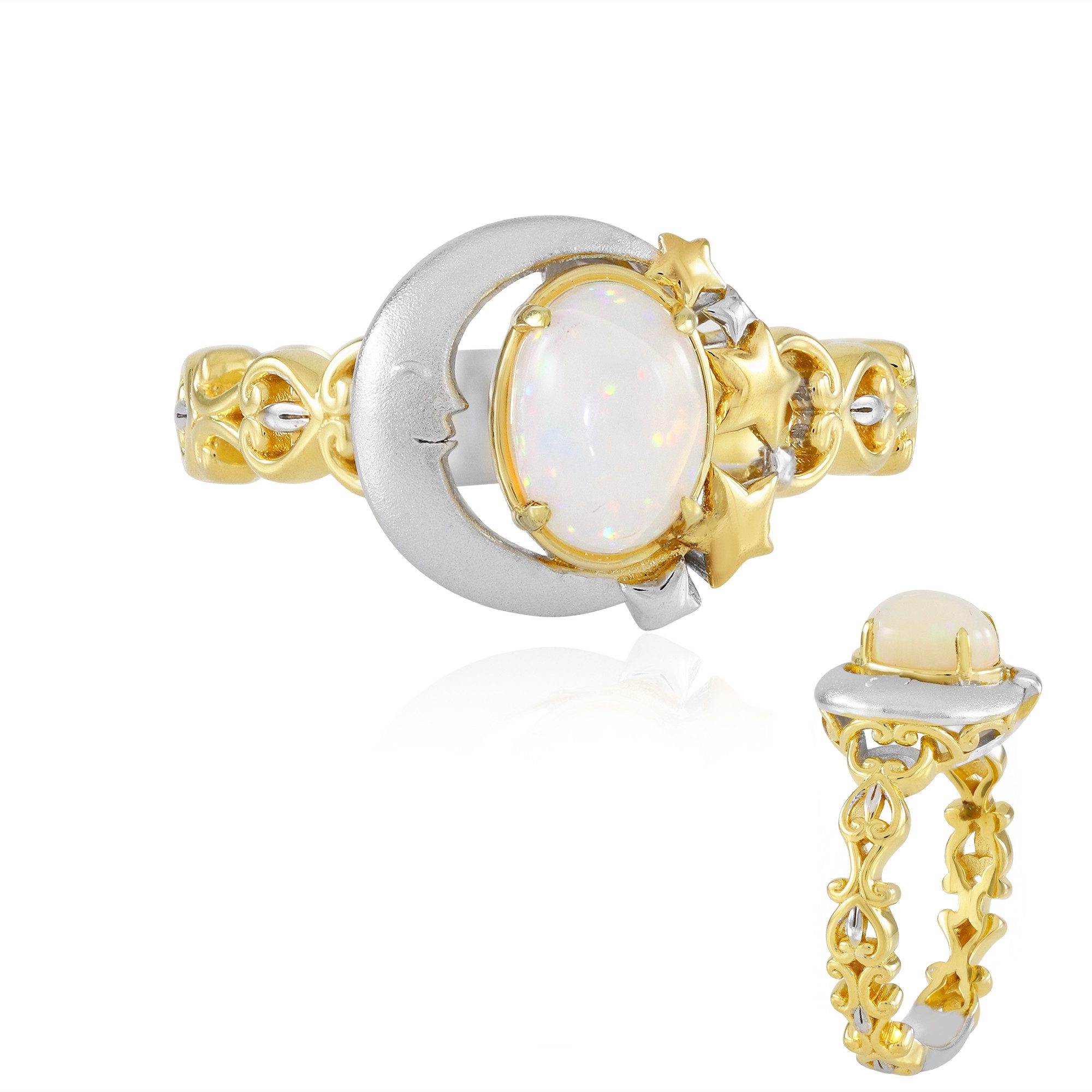 Cavill Silberring Äthiopischer Welo-Opal-Ring aus vergoldetem Silber (1-tlg)