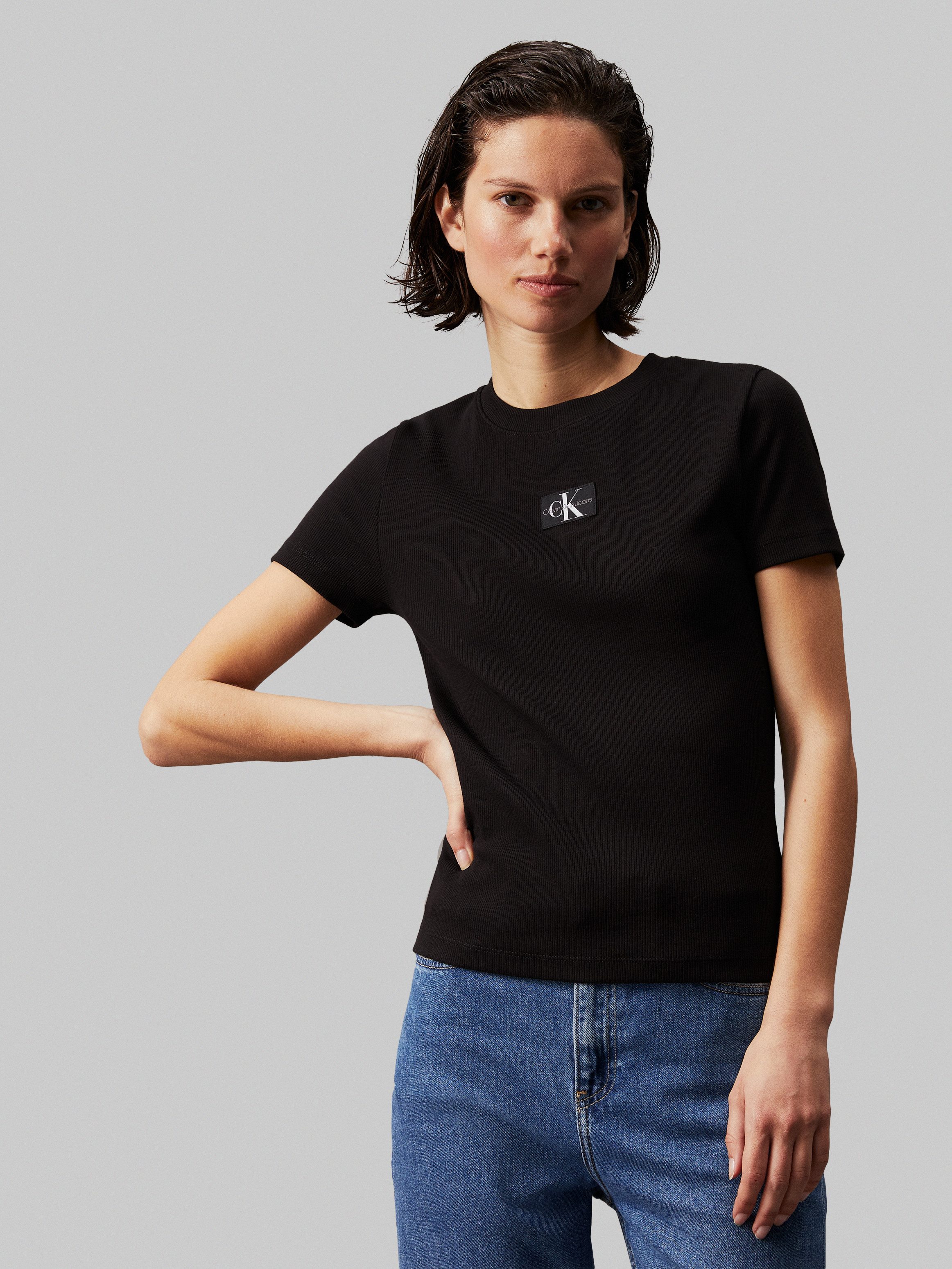 T-Shirt WOVEN LABEL RIB BABY TEE