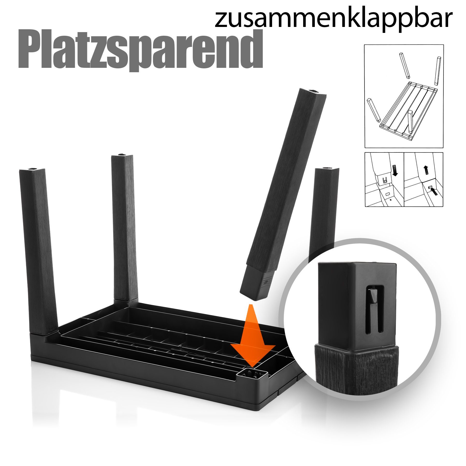 BigDean Gartentisch Garten Beistelltisch in Schwarz wetterfester Campingtisch (Packung, 5-St., Beistelltisch), Kompatk, Praktisch, Wetterfest, Robust – Bild 5 von 5