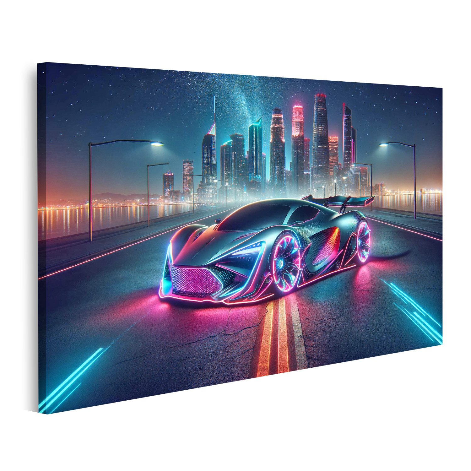 islandburner Leinwandbild Neonlichter und Sternenhimmel Futuristischer günstig online kaufen