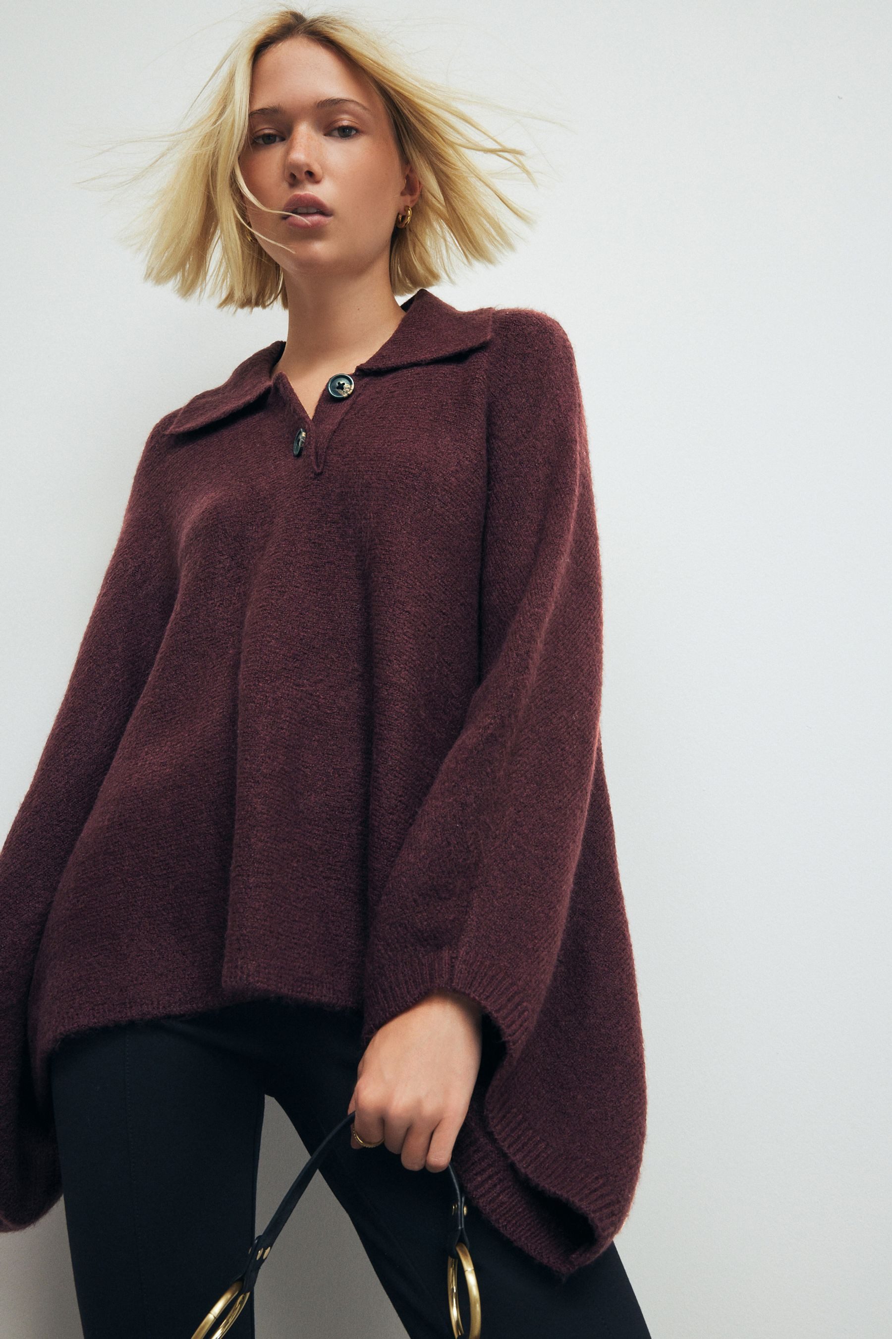 Next Strickponcho Poncho mit Kragen (1-tlg) günstig online kaufen