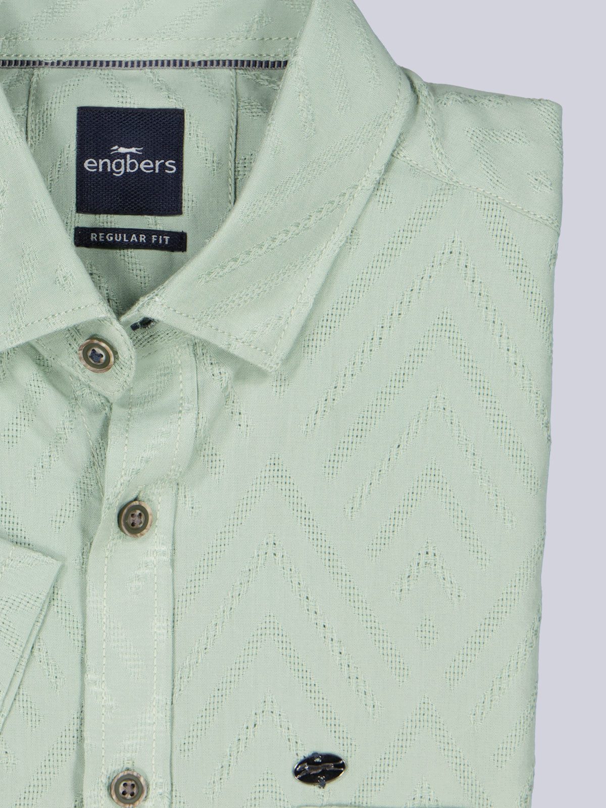 Engbers Kurzarmhemd Herren Kurzarmhemd mit Jacquard-Musterung, Hellgruen