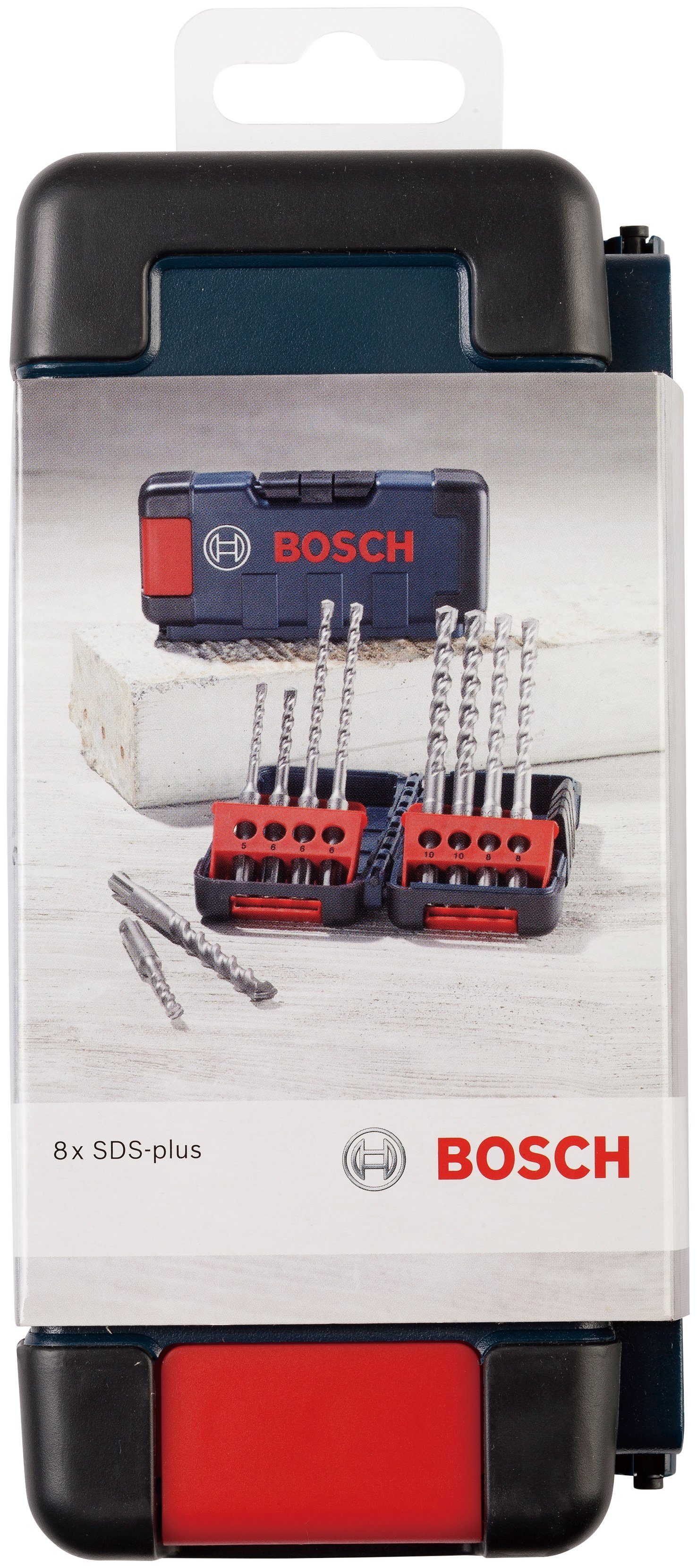 Bosch Box, 8-teiliges Professional Tough 5–10 mm Hammerbohrerset Betonbohrer 2607019903, SDS plus-3,