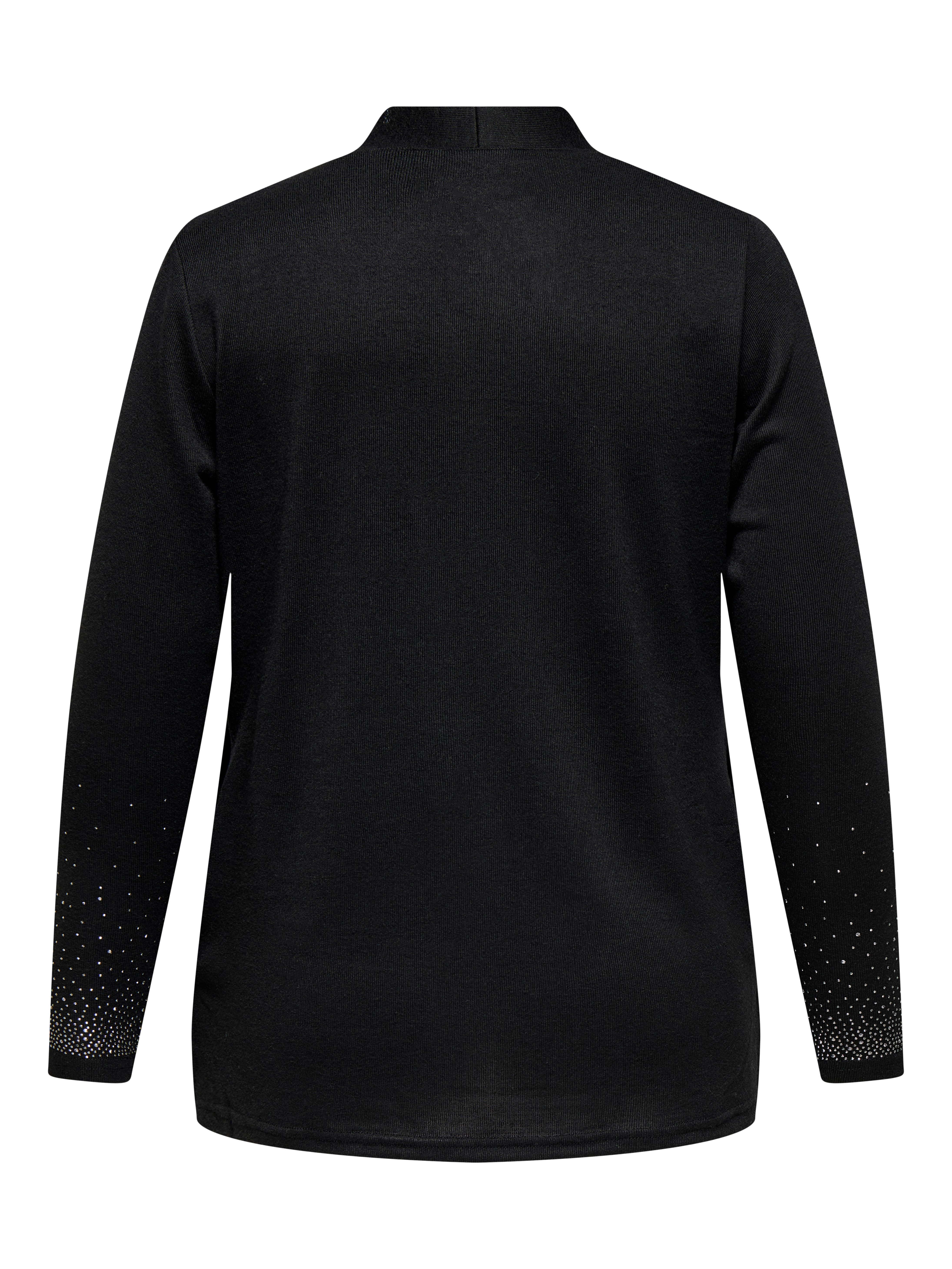 ONLY CARMAKOMA Strickjacke CARALBA L/S V-NECK CARDIGAN JRS mit Glitzersteinen am Ärmelsaum