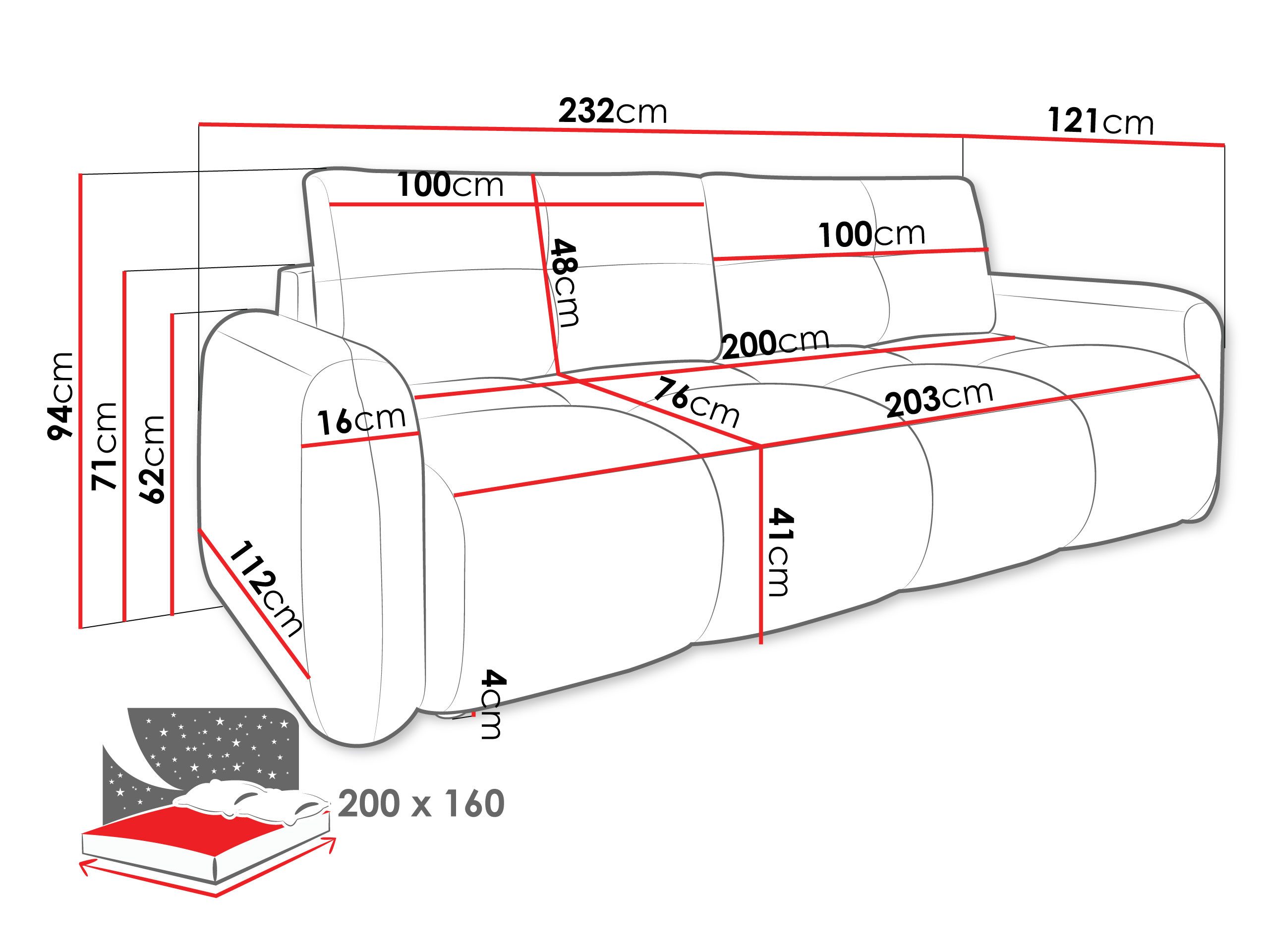 MIRJAN24 Schlafsofa Sandy, mit Schlaffunktion und Bettkasten, Rückenlehne in Form beweglicher Kissen