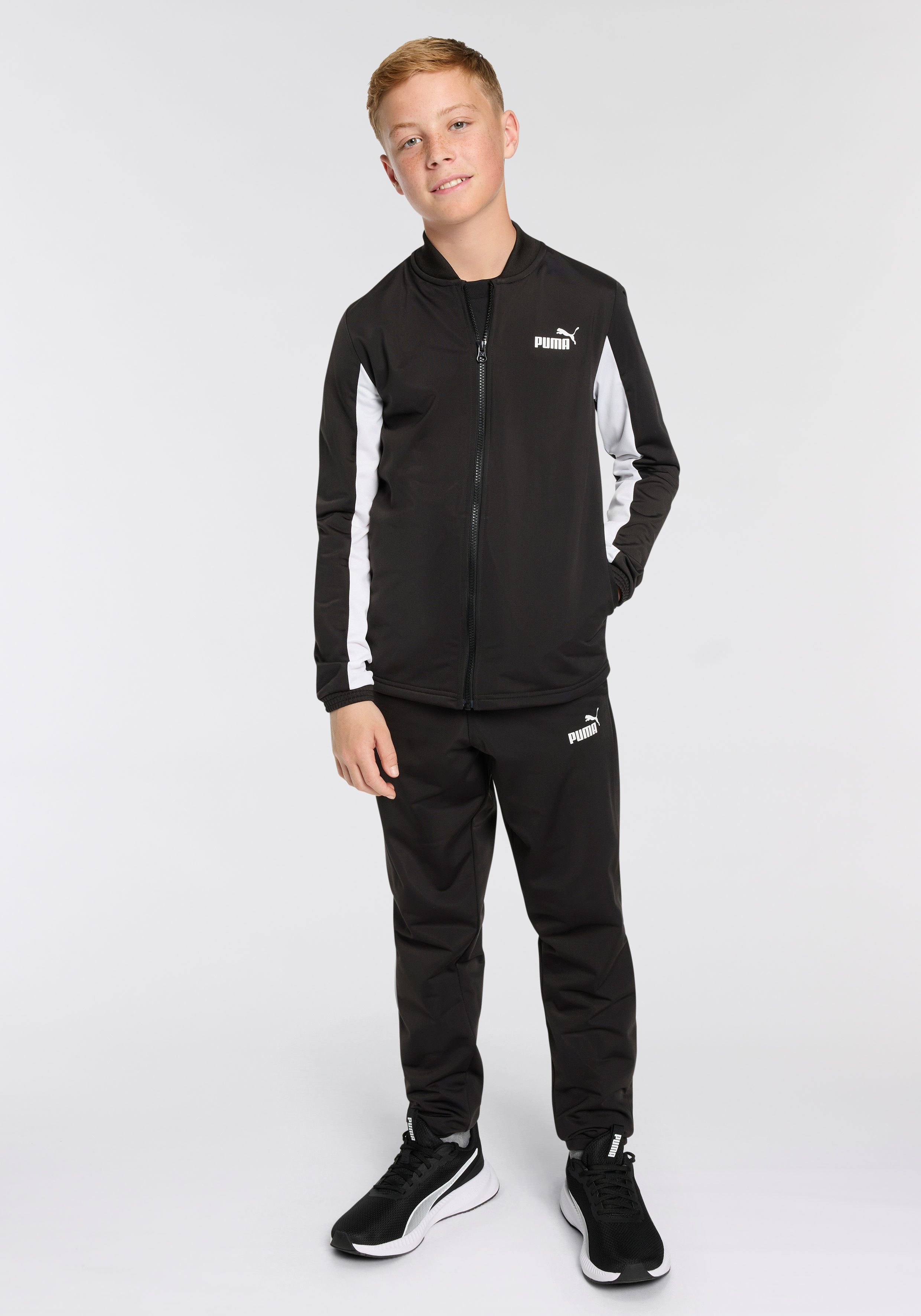 PUMA Trainingsanzug POLY BASEBALL SUIT B (2-tlg), 2-teilig, Jacke mit Stehkragen, mit Logo-Gummiprints