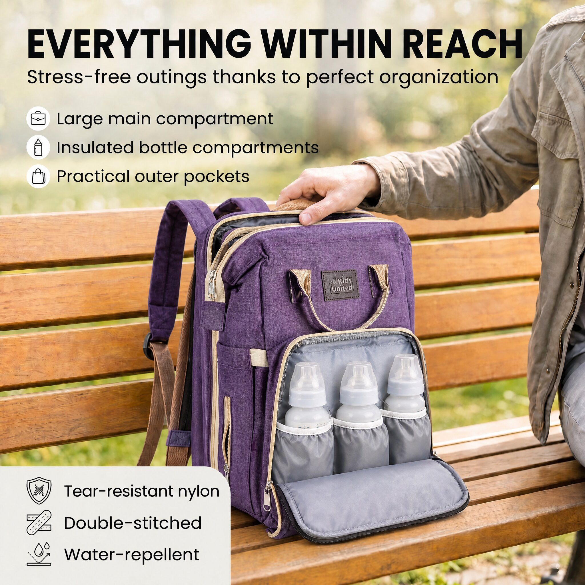 all Kids United Wickelrucksack 2in1 Wickelrucksack mit Babybett integriert, Wickelauflage & Reise Set (Set, Baby-Rucksack, Wickelauflage, integriertem Babybett, Kinderwagen-Haken)