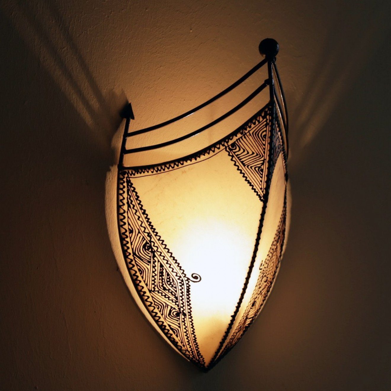 l-artisan Wandleuchte, Marokkanische Leder Wandlampe, Natur Afrah Wandshirm Orientalische