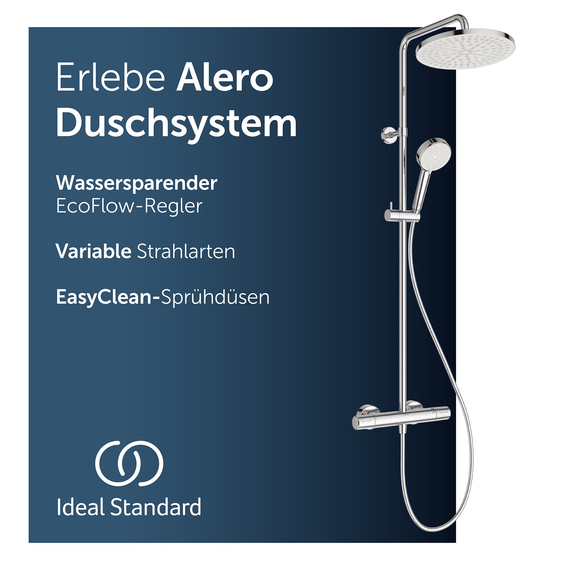 Ideal Standard Duschsystem Alero, Wasser- & Energiesparend, CoolBody-Technologie, Einfache Reinigung