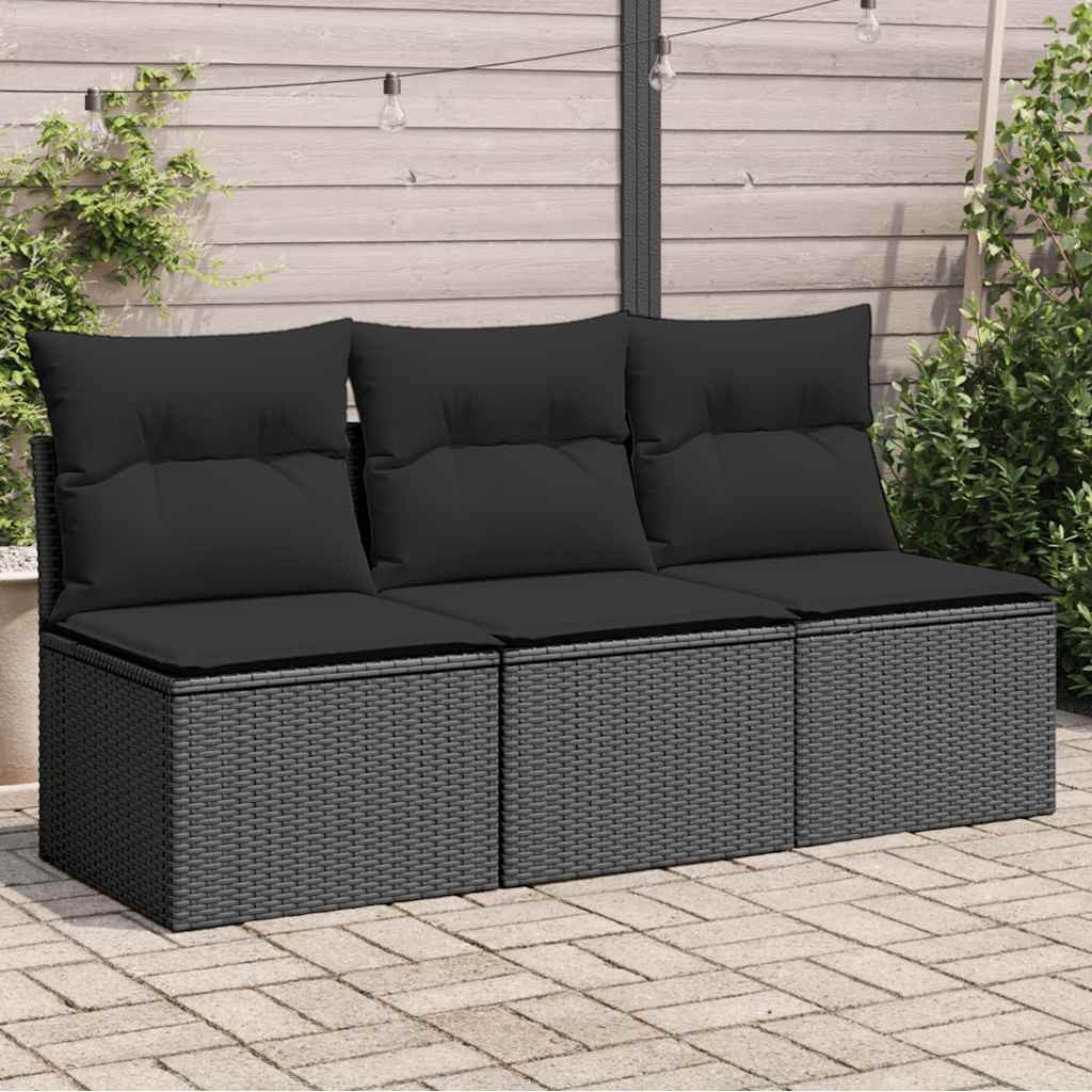 furnicato Gartensofa 3-Sitzer 165x62x69 cm Schwarz, 1 Teile
