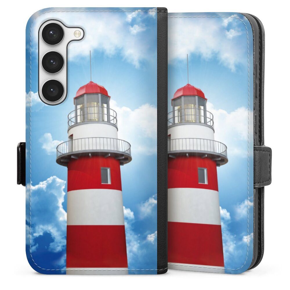 DeinDesign Handyhülle Leuchtturm Wolke Himmel Leuchtturm, Samsung Galaxy S23 Hülle Handy Flip Case Wallet Cover
