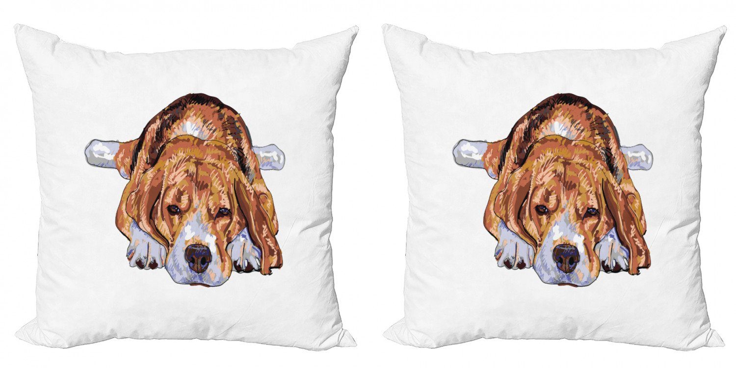 Kissenbezüge Modern Accent Doppelseitiger Digitaldruck, Abakuhaus (2 Stück), Beagle Alter Hund Ruhen Skizze