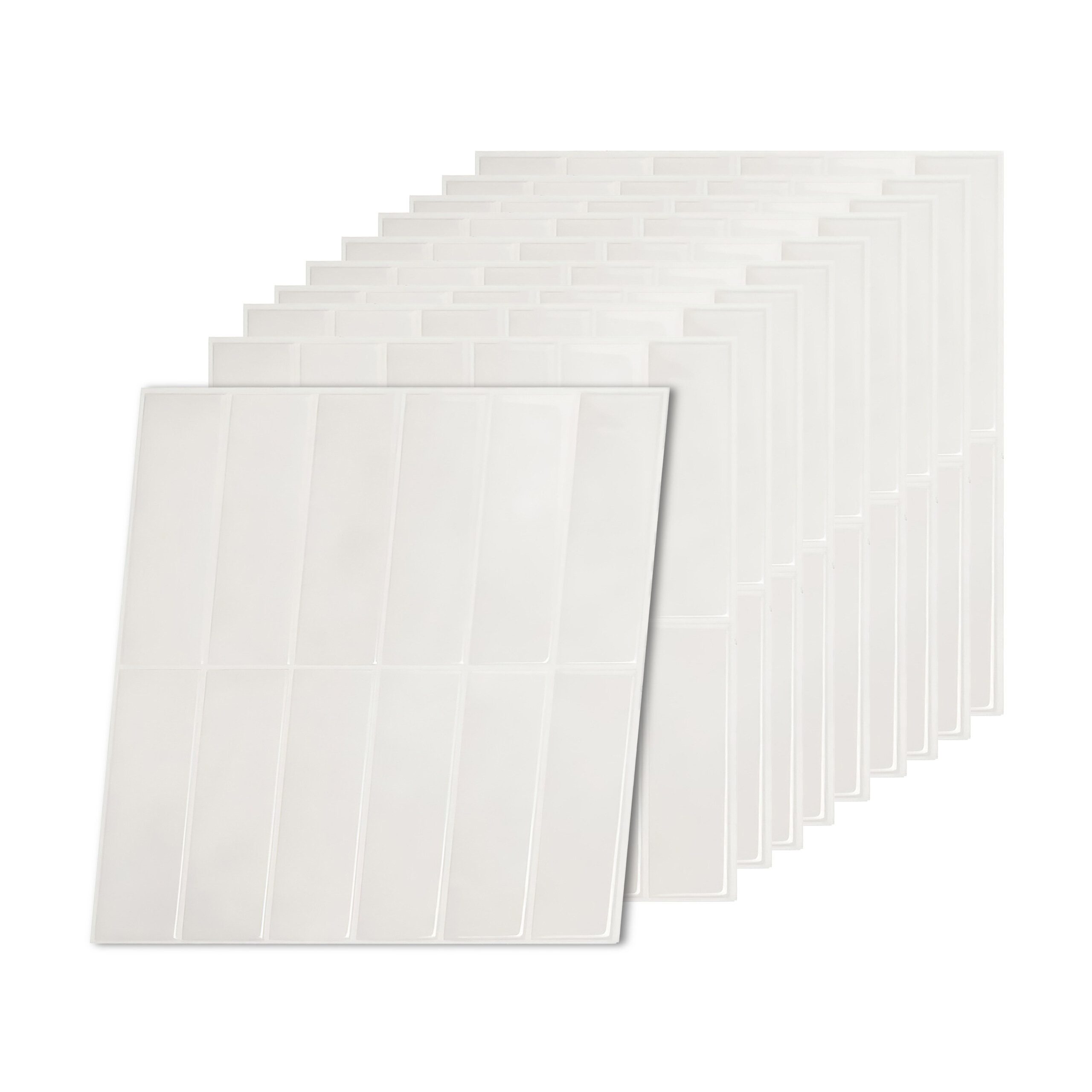 relaxdays Fliesenaufkleber Klebefliesen 30x30 länglich, weiß