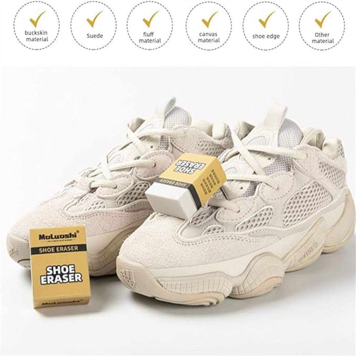 feinlux 2 PCS Sneaker radierer weiß Schmutzradierer (Set, [- Schuhpflege Reinigung Radiergummi Schmutzradierer (2-St) Kompakte Form, einfach zu tragen, Keine Wasserreinigung erforderlich)