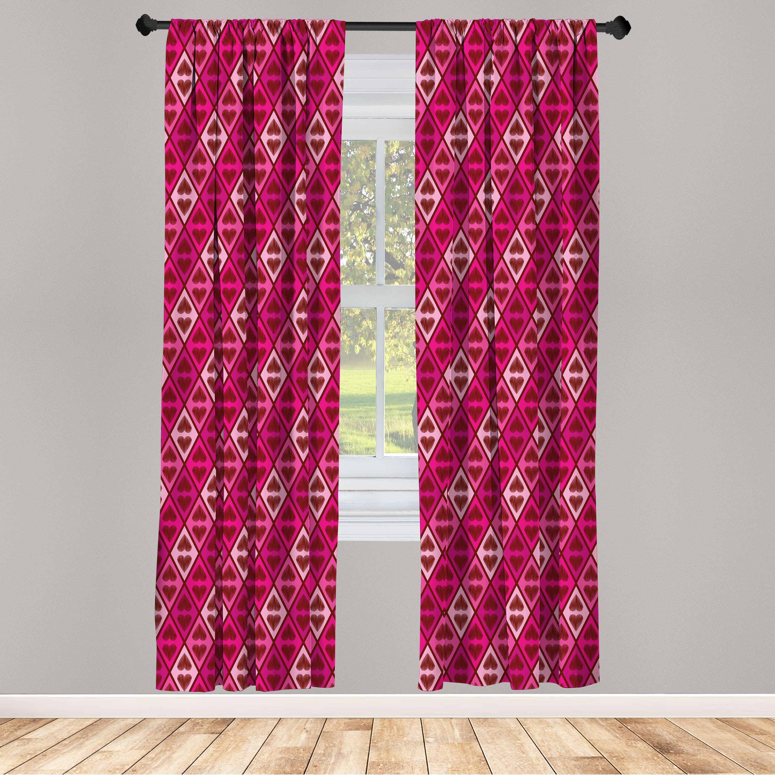 Gardine Vorhang für Wohnzimmer Schlafzimmer Dekor, Abakuhaus, Microfaser, Romantisch Feminine Flüchtige Herzen