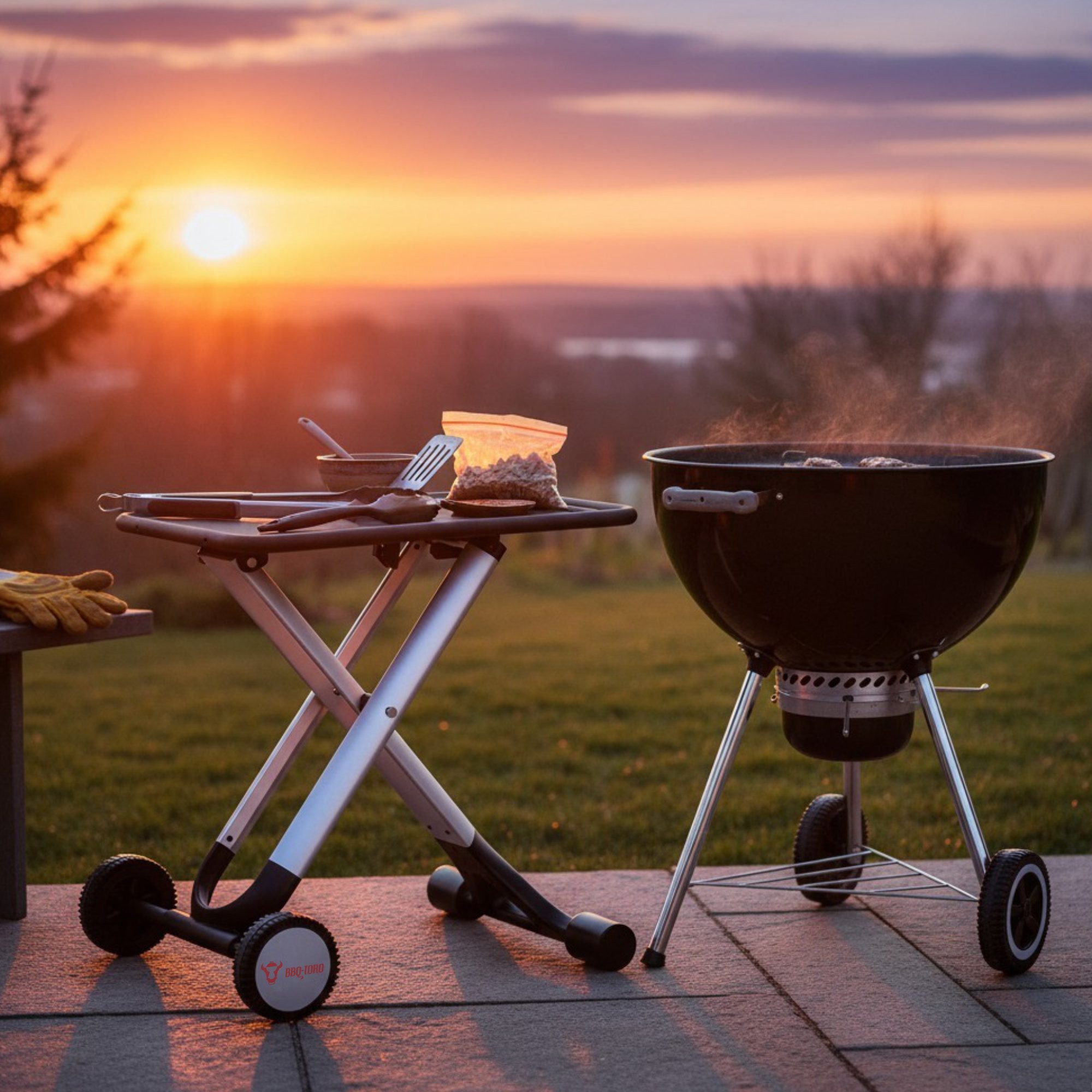 BBQ-Toro Grillablagetisch Klapptisch Grillwagen, Rollwagen zum Grillen, Beistellwagen – Bild 2 von 4