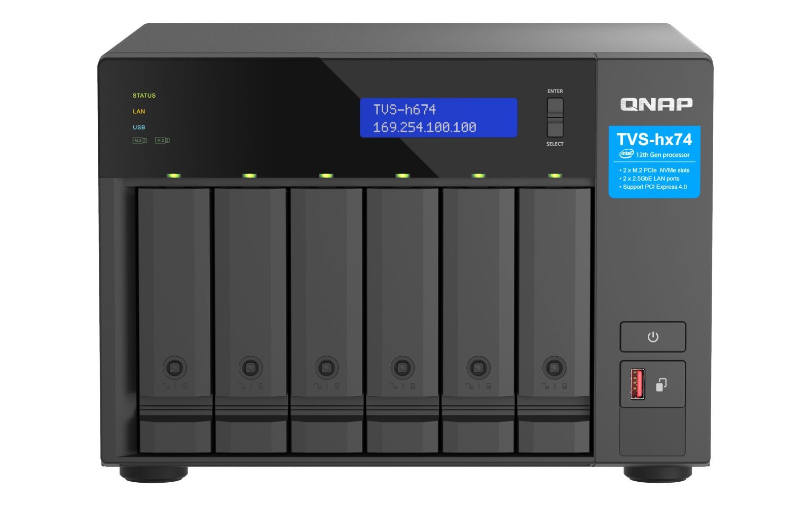 QNAP TVS-H674T - NAS-Server - 6 Schächte - SATA 6Gb/s - RAID RAID 0, 1, 5, NAS-Server