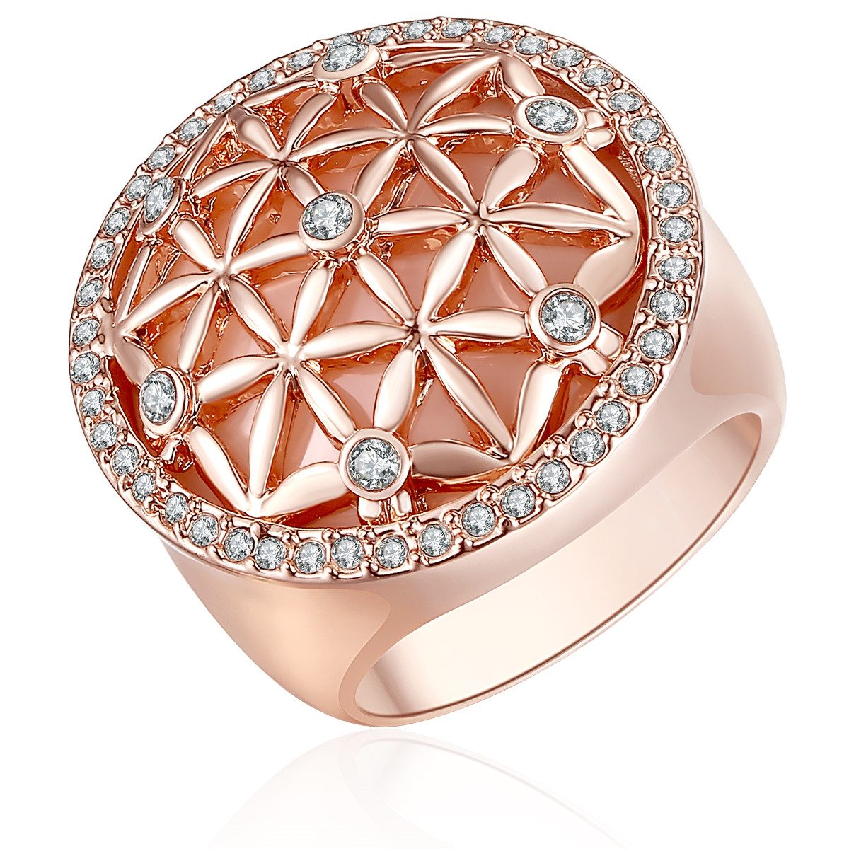 Lulu & Jane Fingerring roségold, verziert mit Kristallen von Swarovski® günstig online kaufen