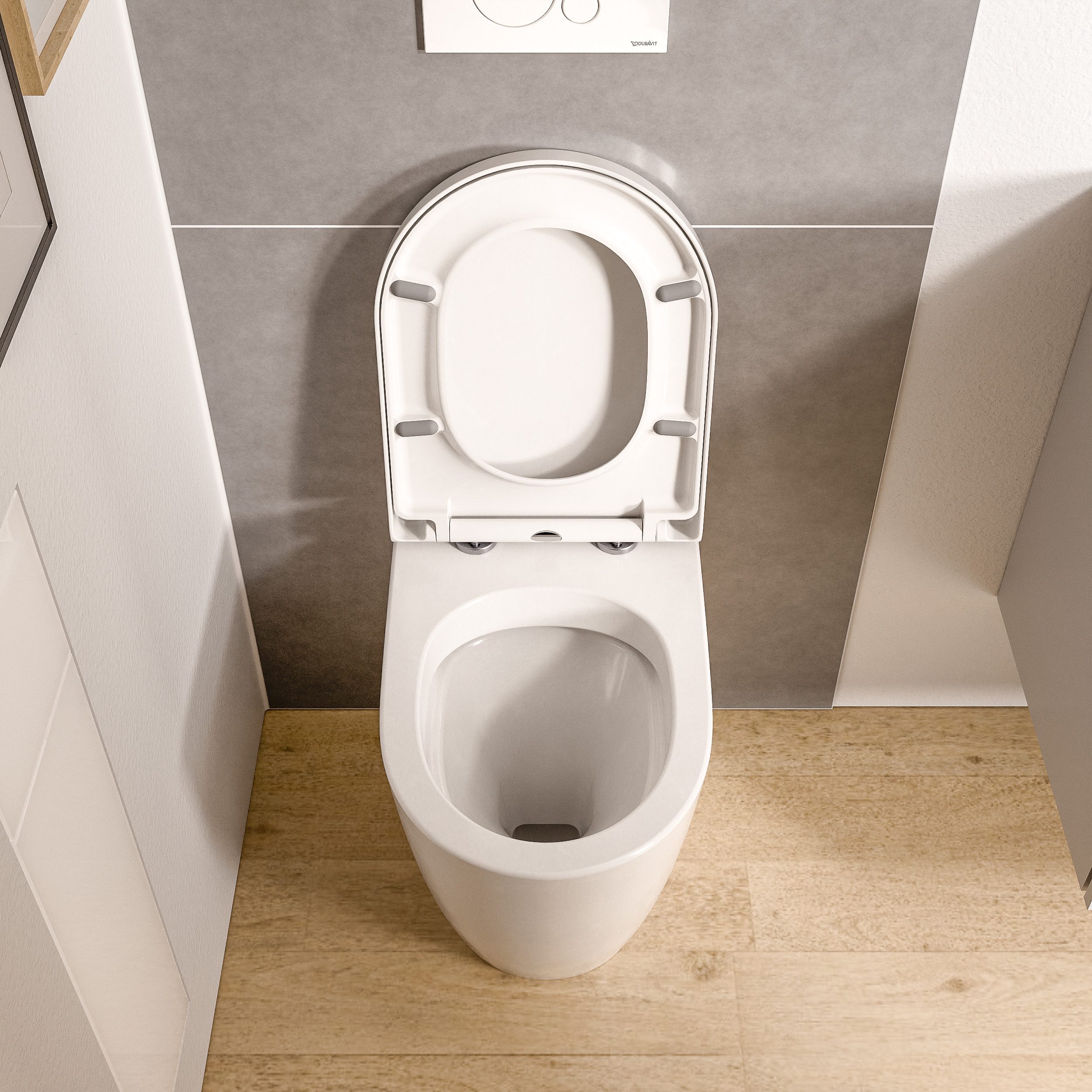 Bernstein Tiefspül-WC VIREO, Standmontage, Abgang Waagerecht, Spülrandloses Stand-WC