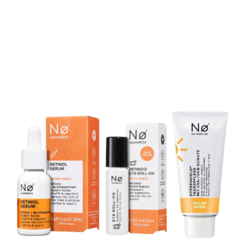 NO Cosmetics Gesichtspflege-Set Retinol Skincare Routine, 3-tlg., Strahlende Hautpflege im praktischen Komplett-Set
