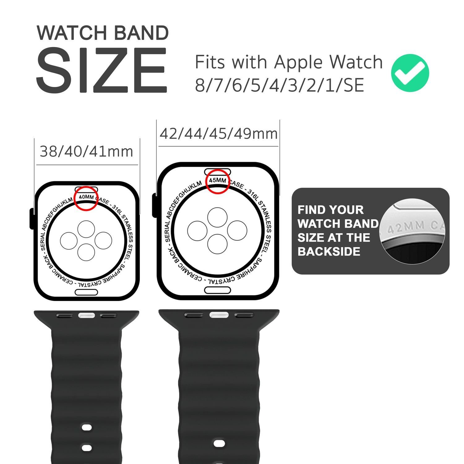 Nalia Smartwatch-Armband Apple Watch 38mm/40/41/42(Serie 10/11), Ocean Style Sportarmband / Silikon Ersatzband / Metall-Ring Verschluss