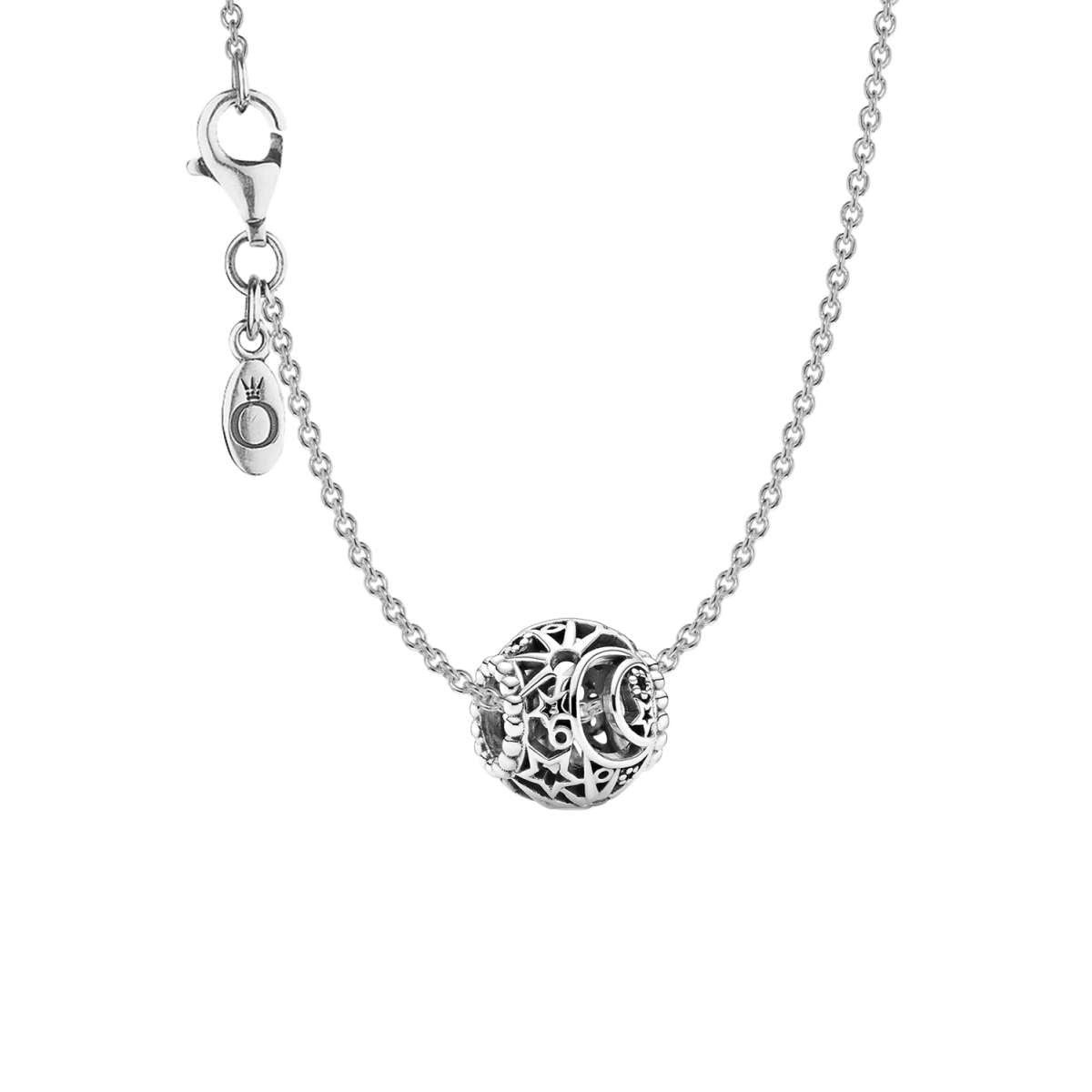 Pandora Kette mit Anhänger 51642, für Damen 925 Silber mit Charm Sonne, Mond & Sterne