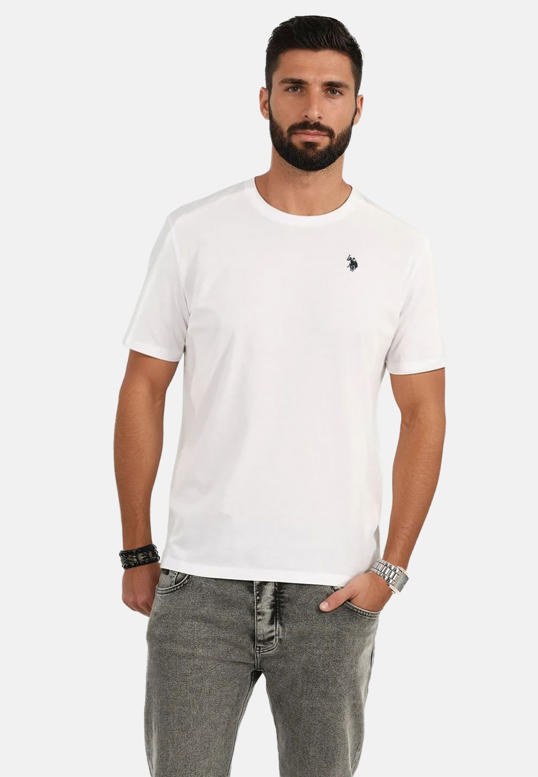 U.S. Polo Assn. T-Shirt USNaash – Herren Basic Shirt aus 100 % Baumwolle Klassischer Rundhalsausschnitt, weiches Material und Logo-Stickerei