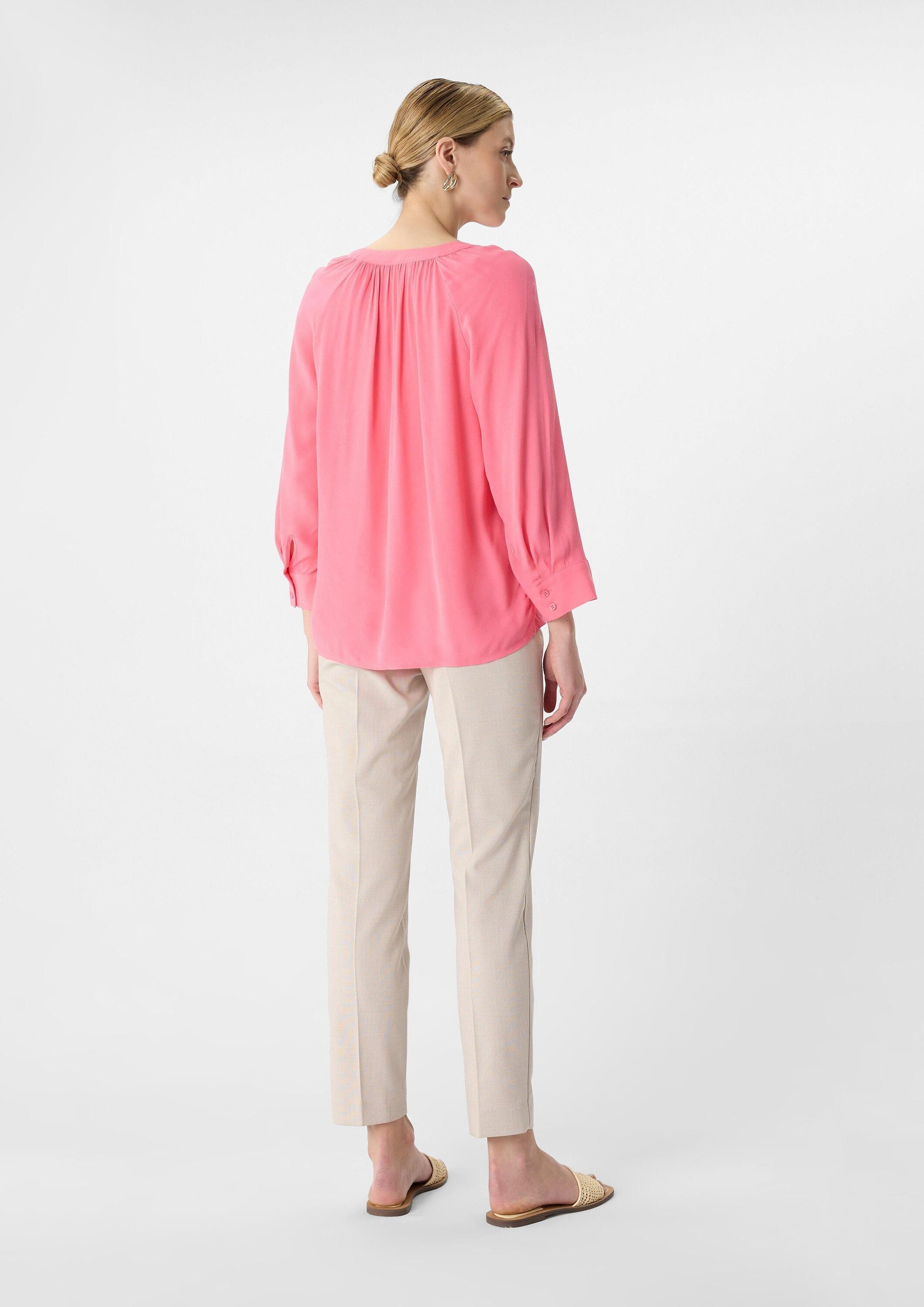 comma Kurzarmbluse Bluse Leichte Tunikabluse aus Crêpe mit 3/4-Ärmeln