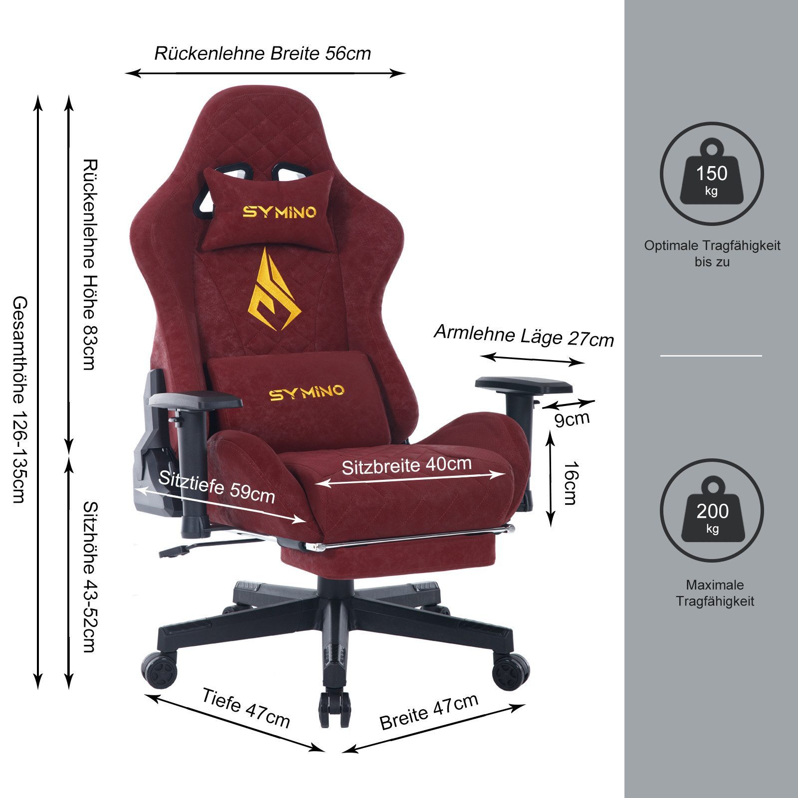 symino Gaming-Stuhl Ergonomischer Stuhl, Racing Style, günstig online kaufen
