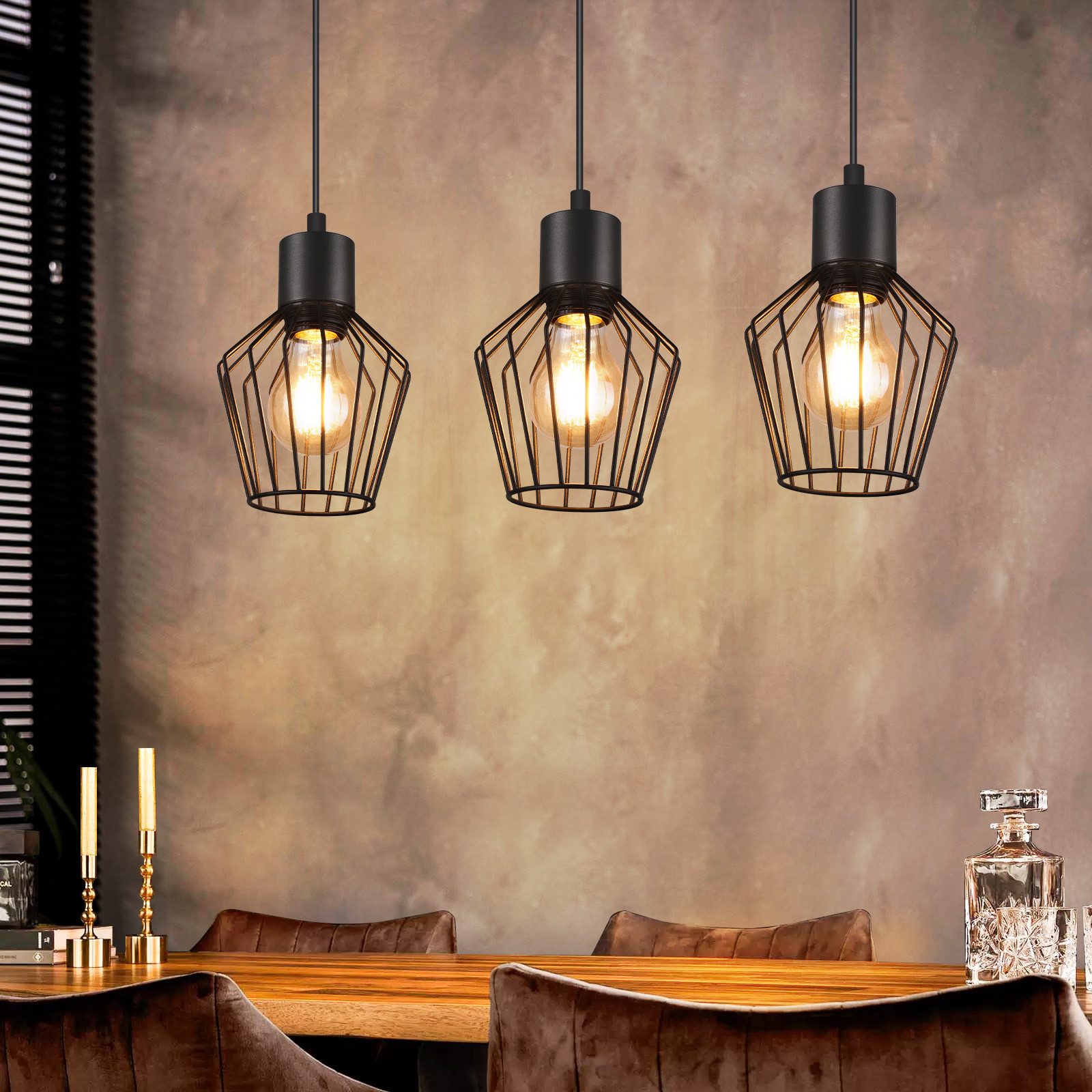 ZMH Pendelleuchte Esszimmer 3 Flammig Schwarz günstig online kaufen