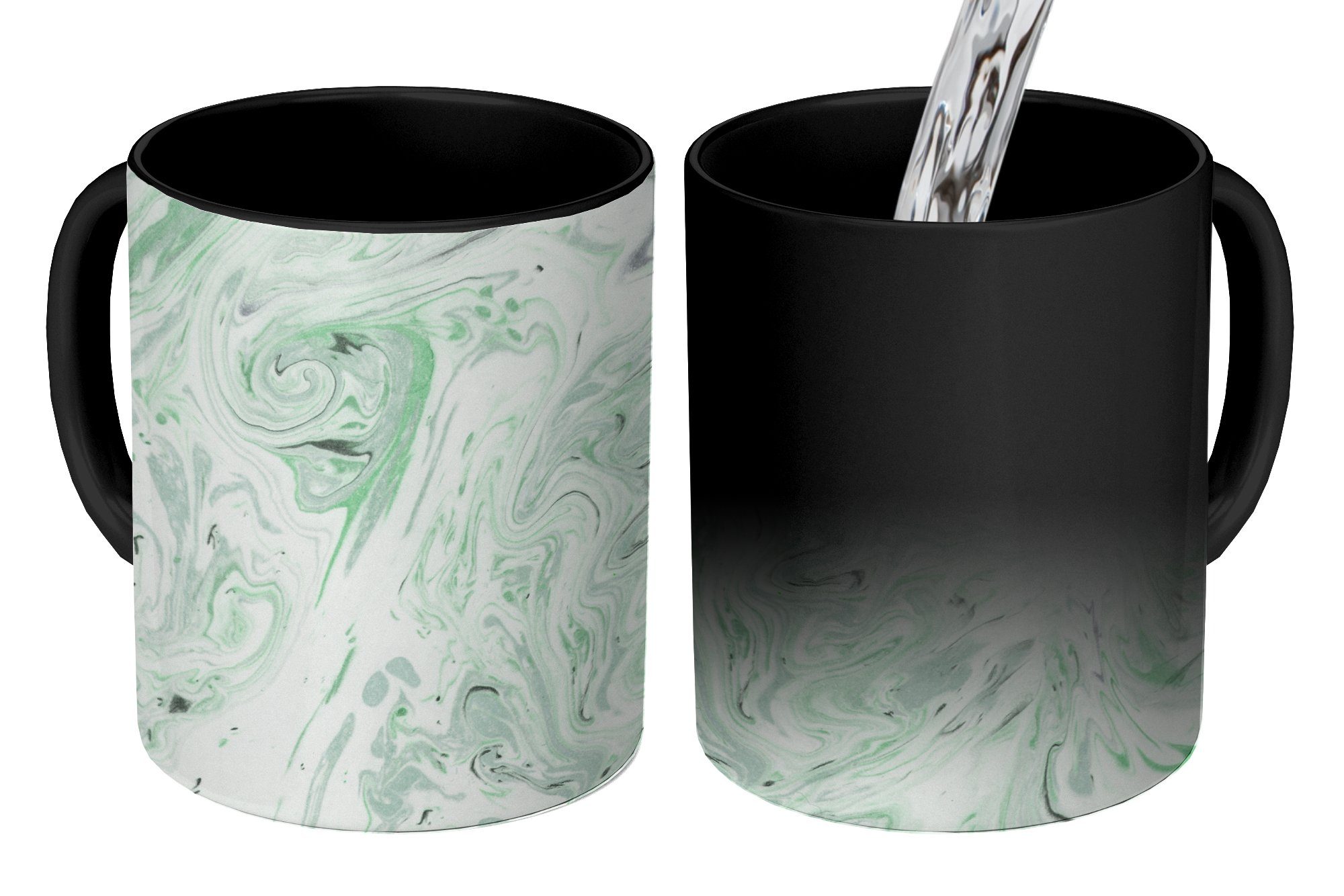 MuchoWow Tasse Marmor Kaffeetassen, - Grün Keramik, Farbwechsel, - Zaubertasse, Muster, Teetasse, Geschenk