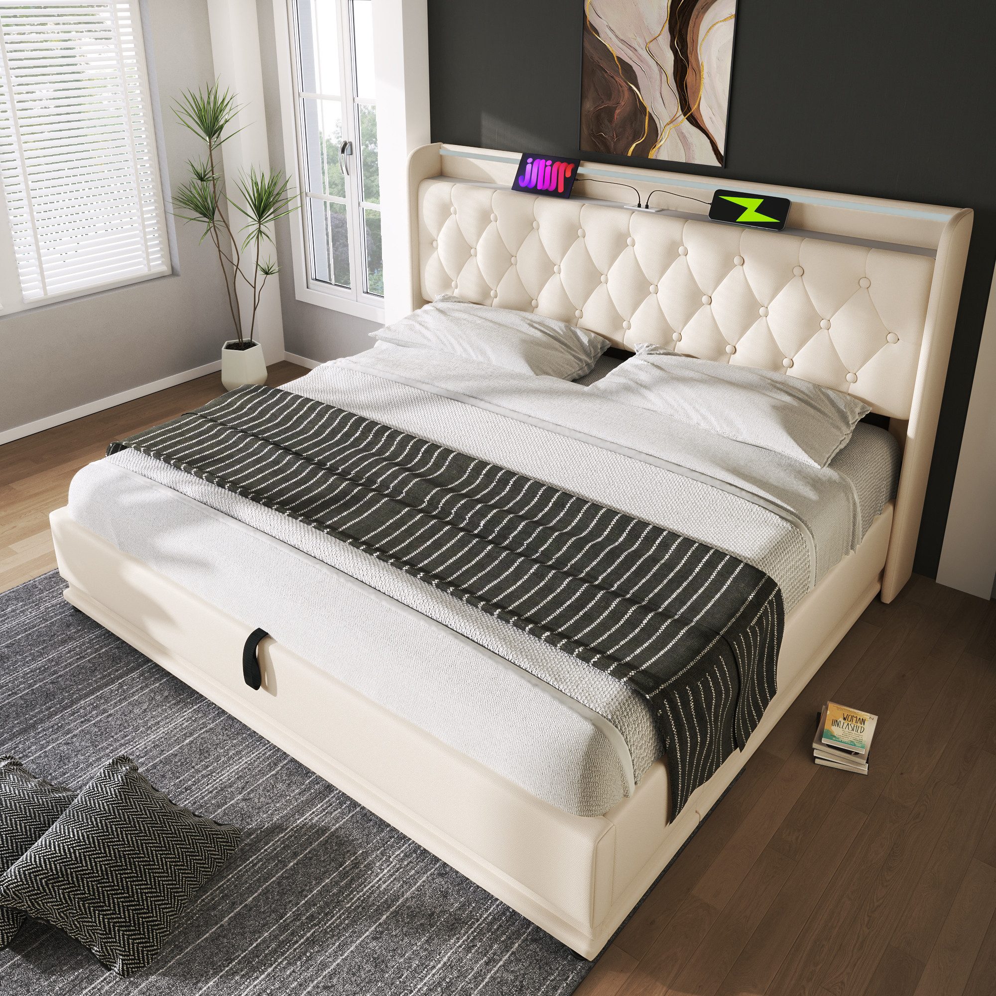 HAUSS SPOLE Polsterbett 140x200cm mit LED-Beleuchtung, günstig online kaufen