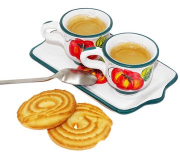 Lashuma Espressotasse, Keramik, Kleine Tässchen 50 ml mit Tablett, Espressoset handgemacht