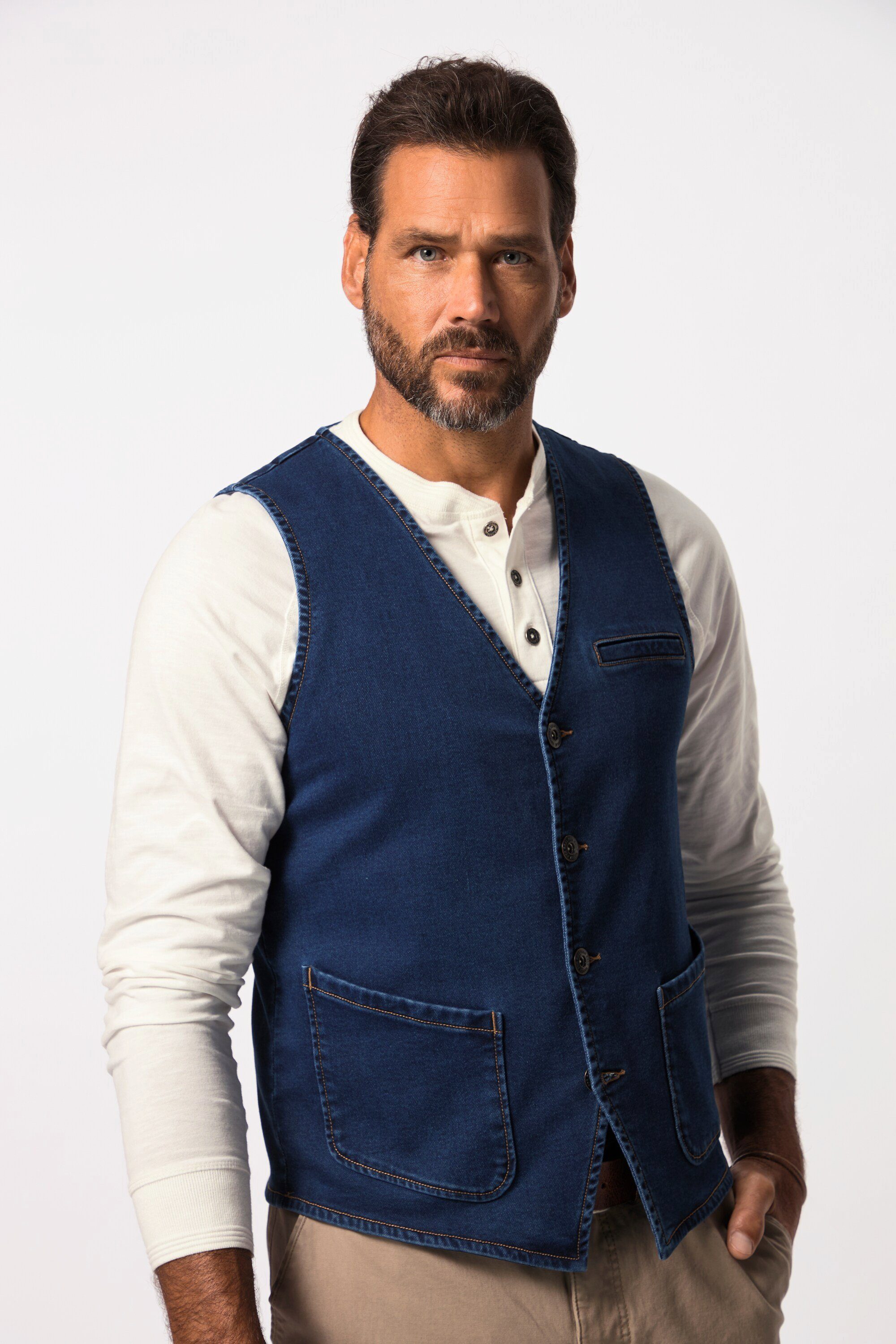 Steppweste Jeansweste FLEXNAMIC® V-Ausschnitt