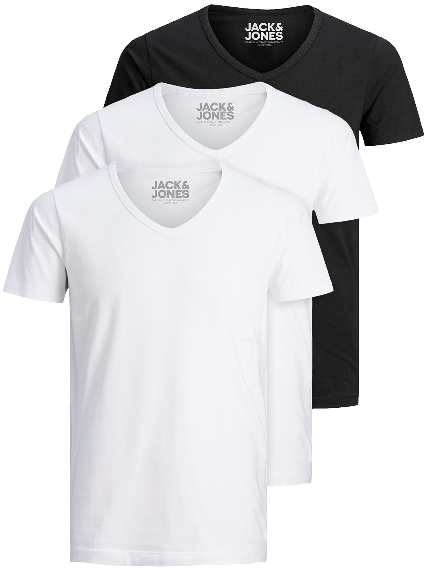 Jack & Jones T-Shirt Basic V-Neck (3-tlg., 3er Pack) etwas länger geschnitten, nicht zu kurz