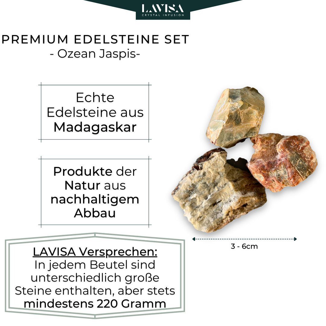 LAVISA Edelstein Edelsteine, Dekosteine, echte Mineralien Kristalle, Jaspis Natursteine Ocean