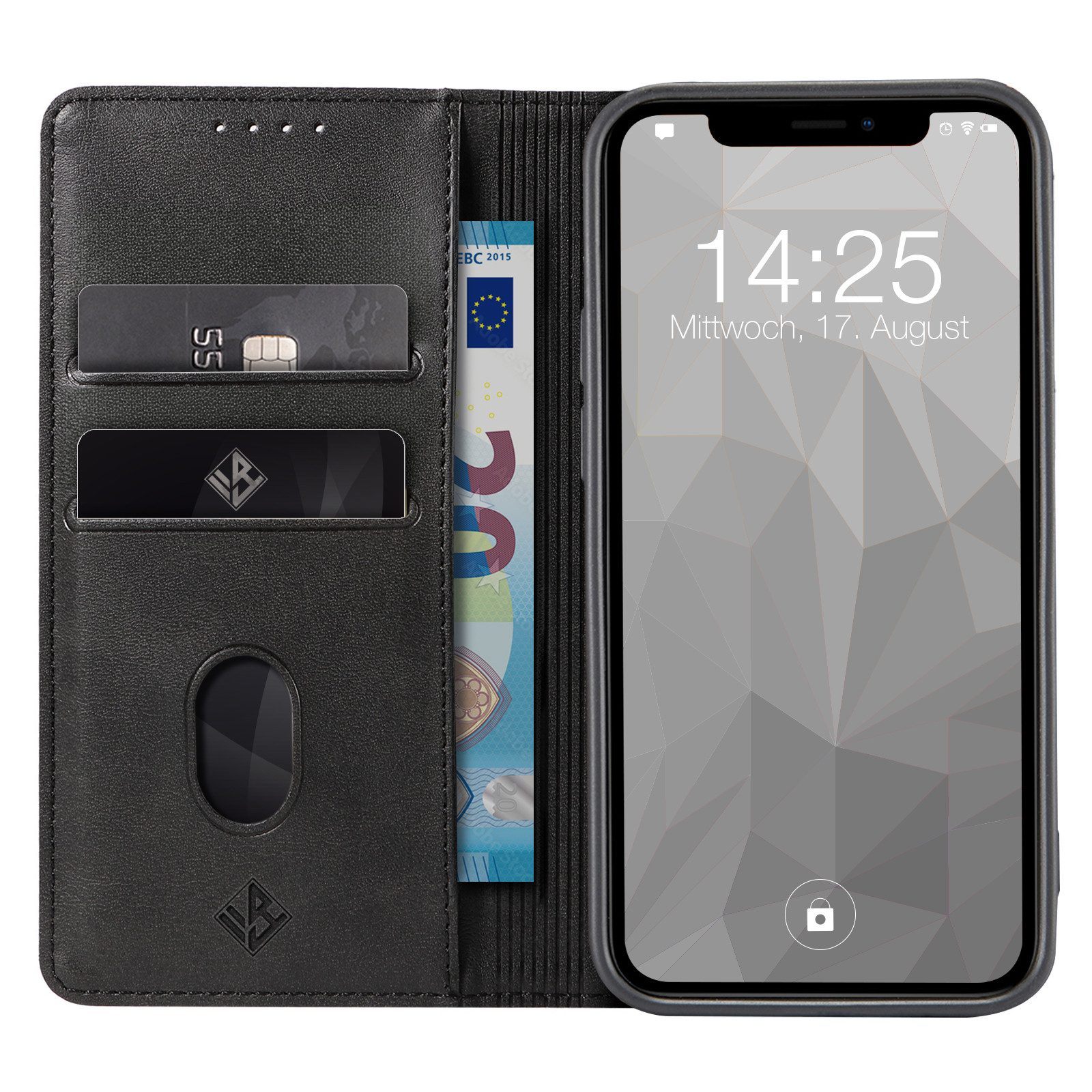Tec-Expert Handyhülle Tasche Hülle für Apple iPhone X / Apple iPhone Xs 5.8 Zoll, 5.8", Cover Klapphülle Case mit Kartenfach Fliphülle aufstellbar
