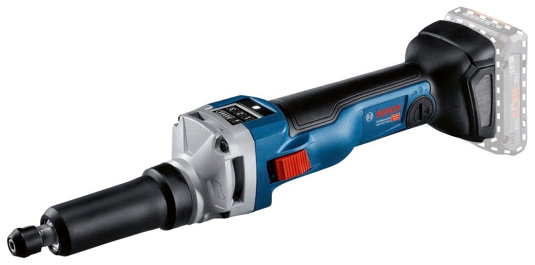 Bosch Professional Akku-Geradschleifer Professional, Ladegerät hoher und SLC Durchzugskraft, Akku ohne GGS mit 18V-10