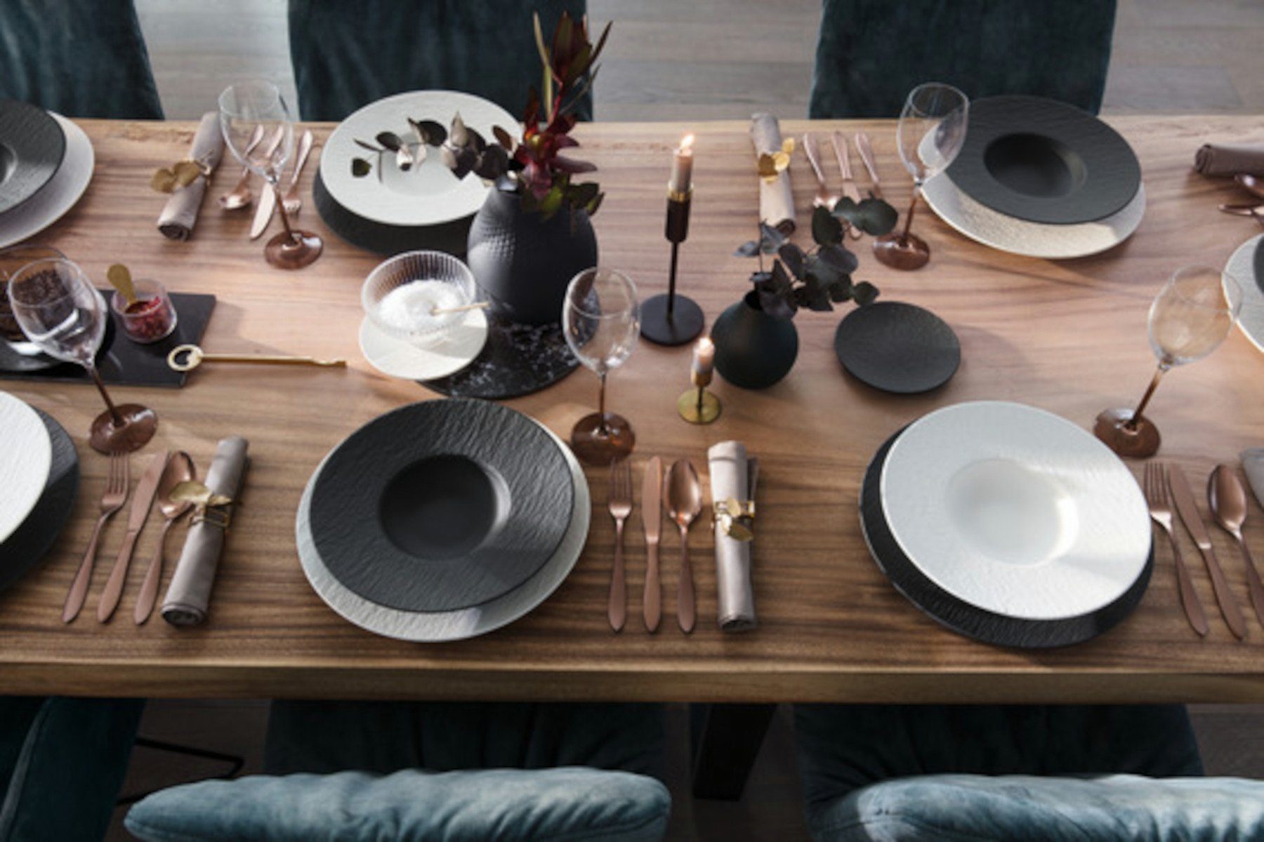 Villeroy & Boch Geschirr-Set Manufacture Rock Tellerset 6tlg, Porzellan – Bild 3 von 5