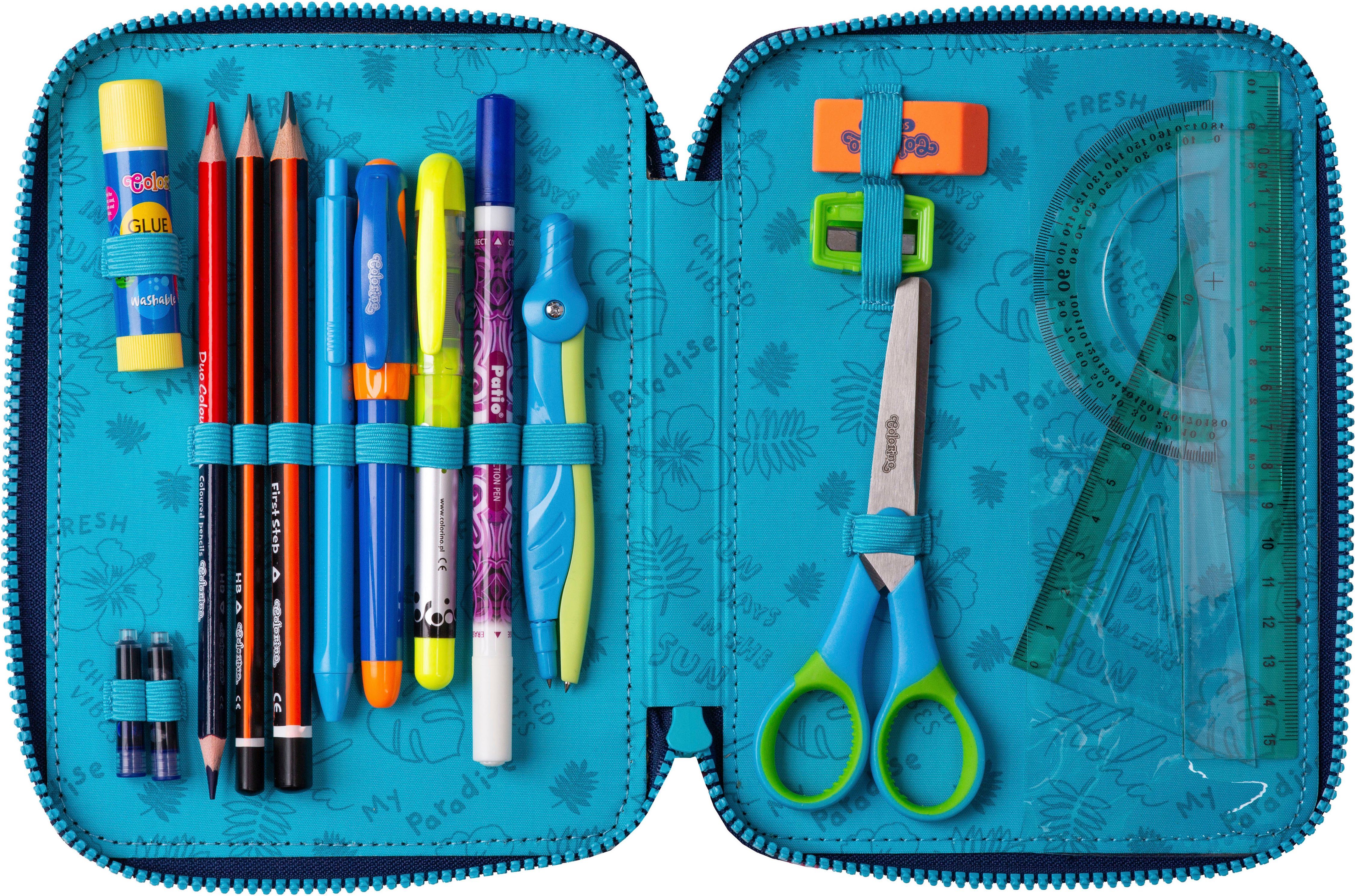 CoolPack Federmäppchen Etui XL, Disney, Stitch, mit 2 Reißverschlüssen, befüllt
